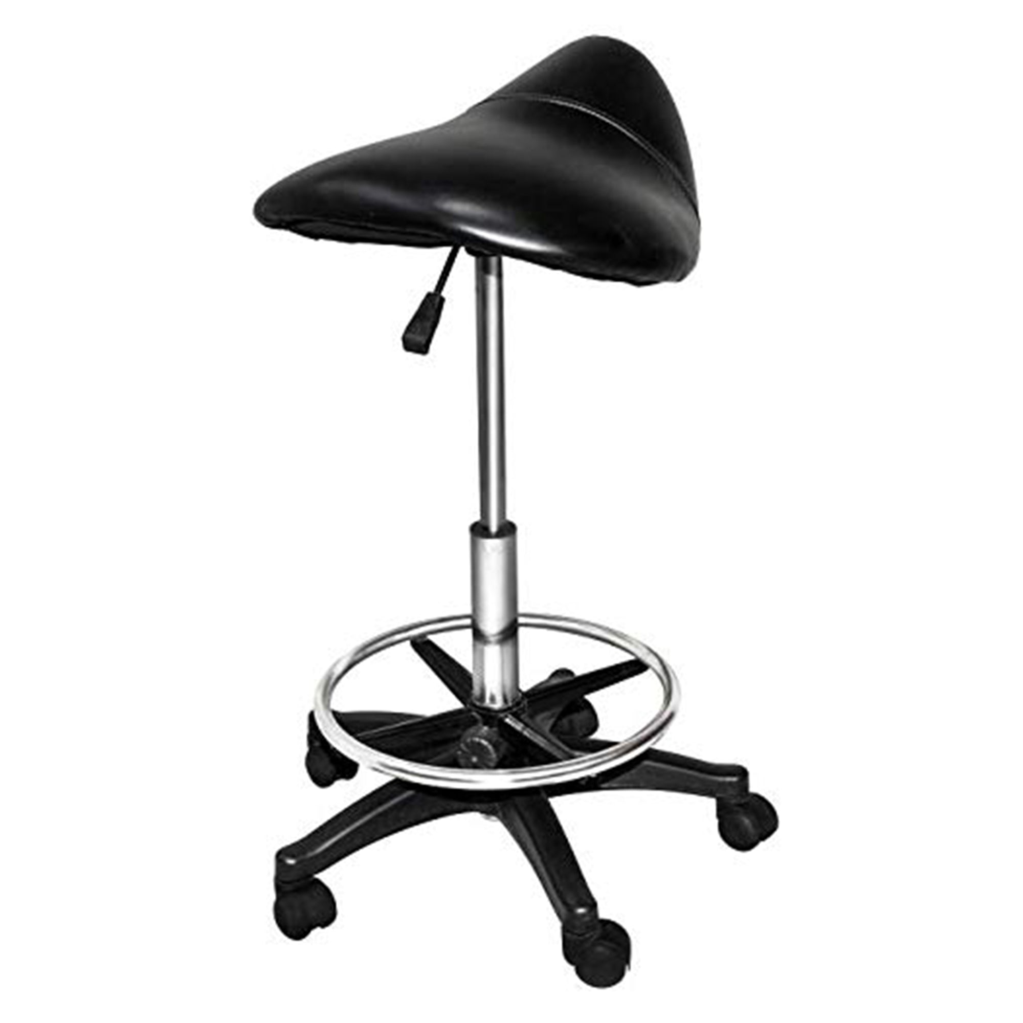 Chromium Professional Rotating Saddle Cutting Stool with  Foam Cushions, Black - Smart-nests