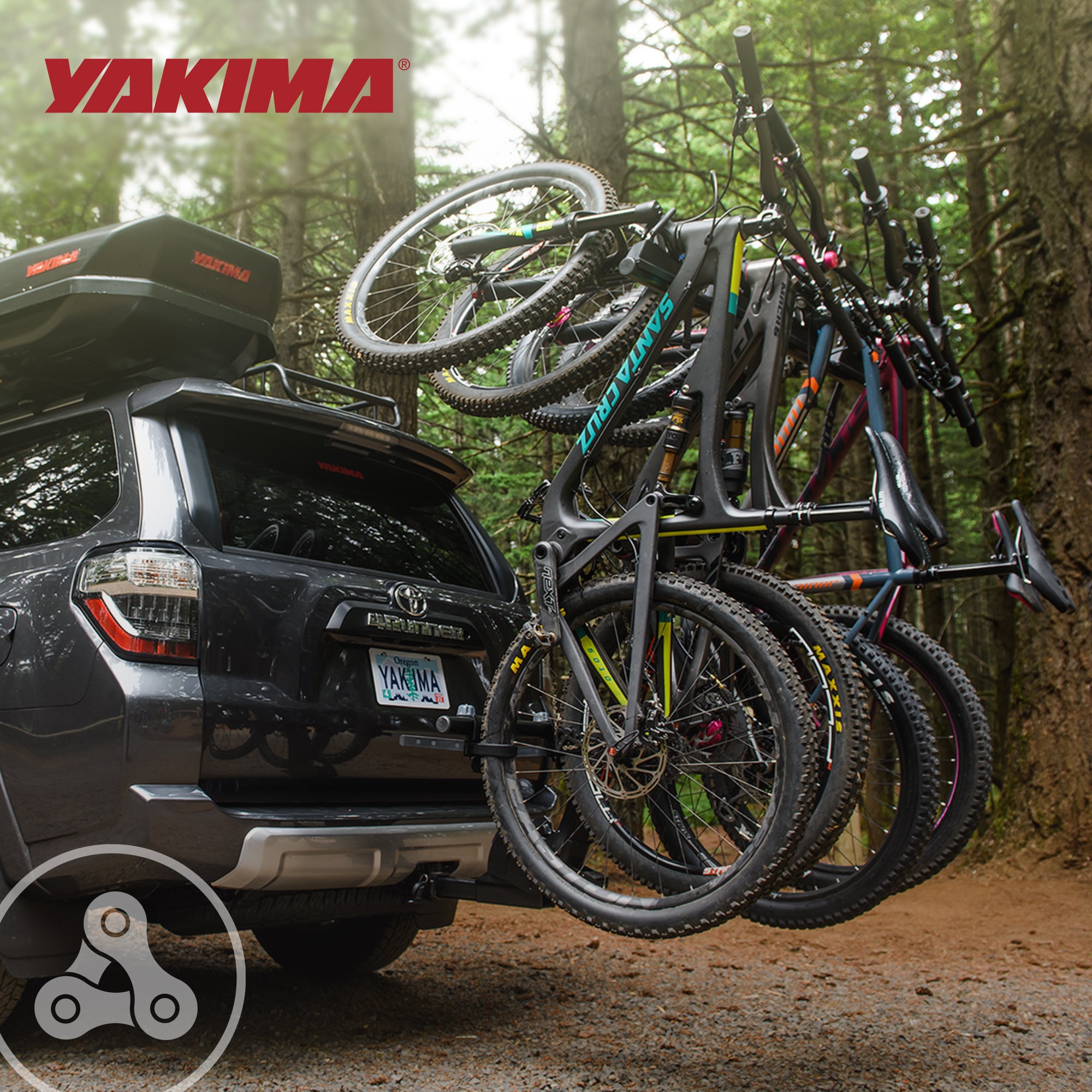 Yakima HangOver 4 Adjustable Vertical Steel Mountain Bike Hitch Rack for 4 Bikes - Smart-nests