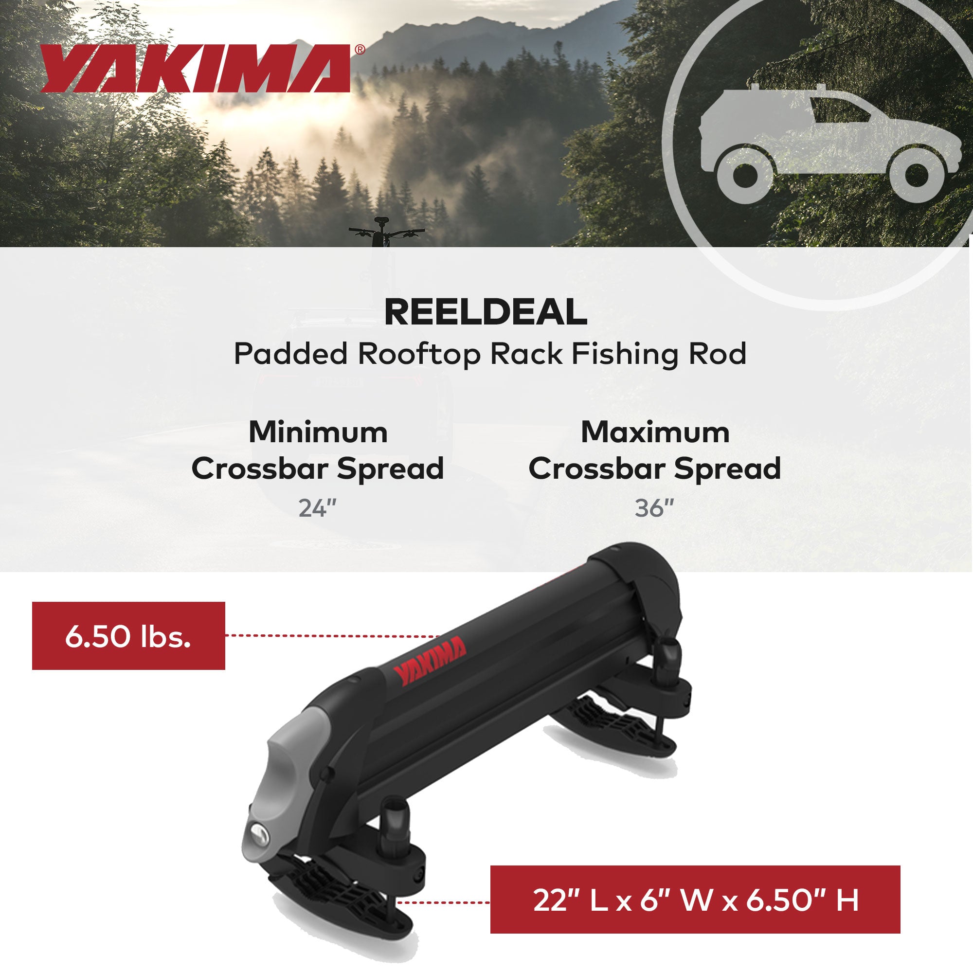 YAKIMA ReelDeal Padded Rooftop Rack Fishing Rod, Ski, and Snowboard Mount, Black - Smart-nests