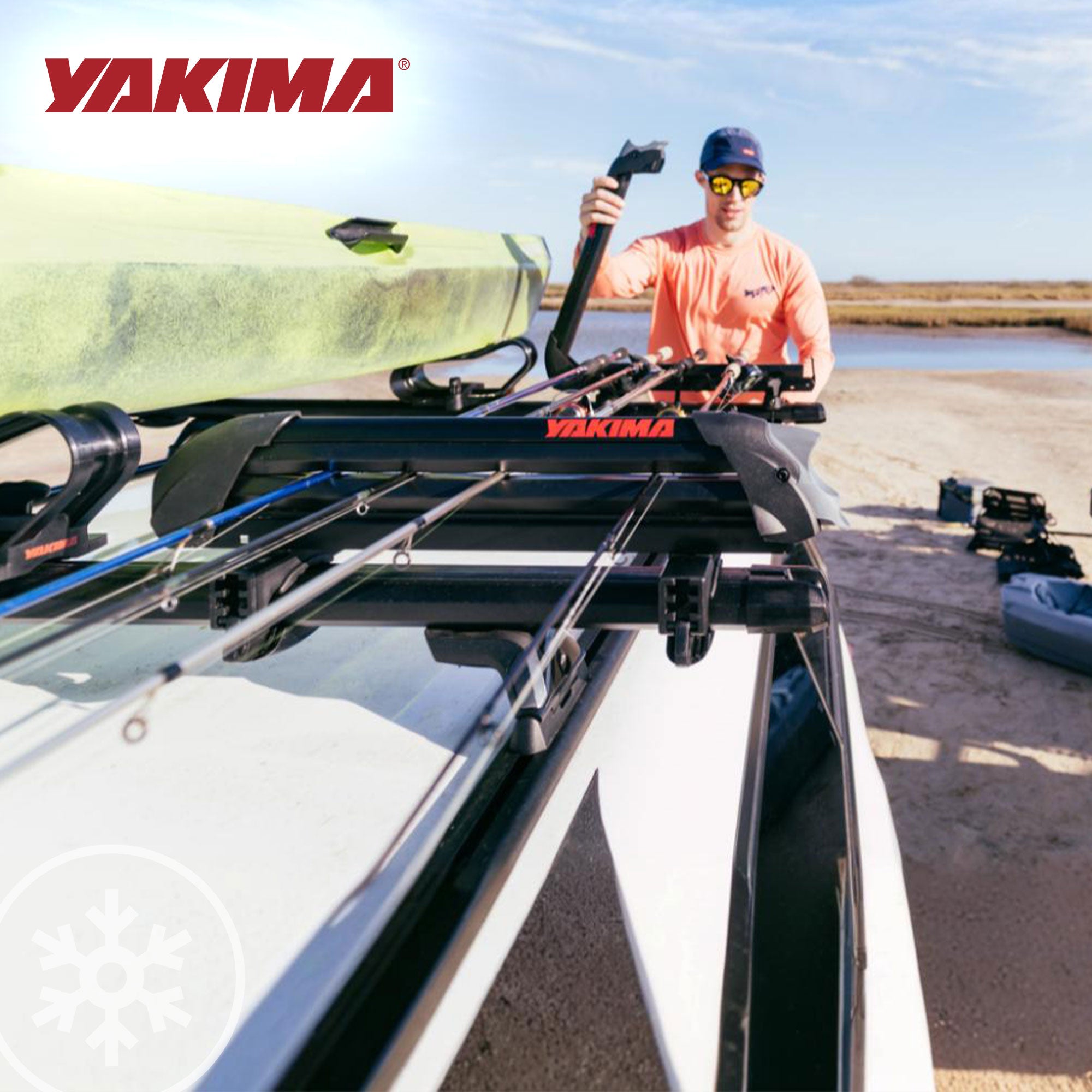 YAKIMA ReelDeal Padded Rooftop Rack Fishing Rod, Ski, and Snowboard Mount, Black - Smart-nests