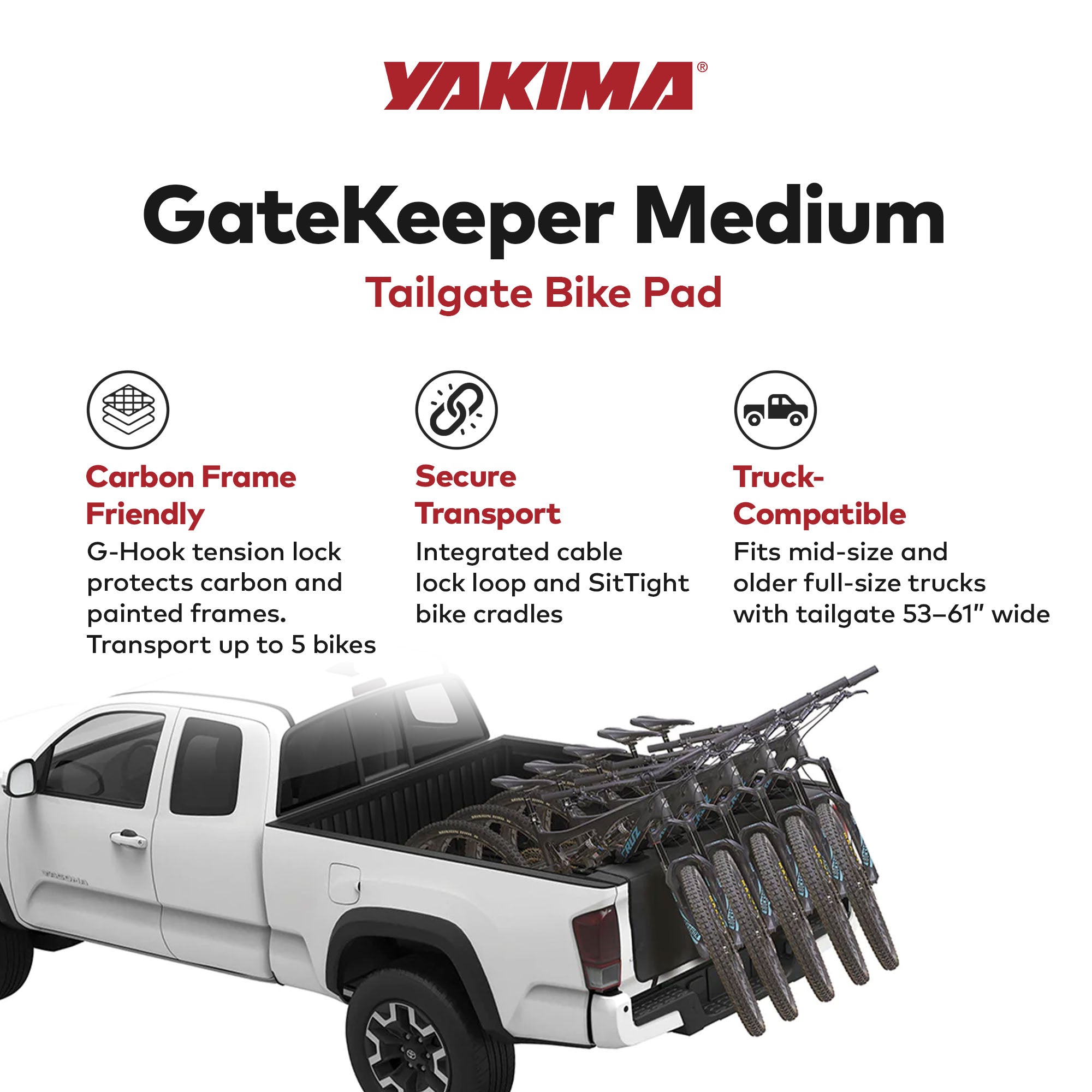 Yakima GateKeeper Truck Bed Tailgate Pad for Transport, Up to 6 Bikes, Black - Smart-nests