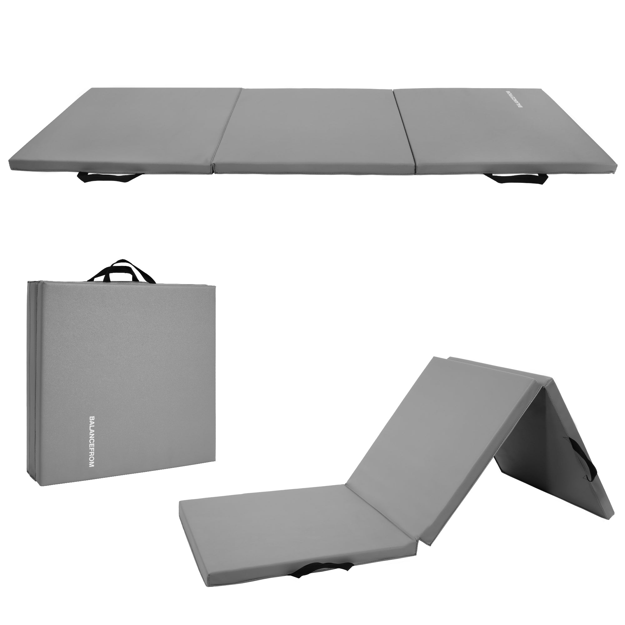 BalanceFrom Fitness GoGym 6 'x 2' x 1.5" Folding 3 Panel Exercise Gym Mat, Gray - Smart-nests