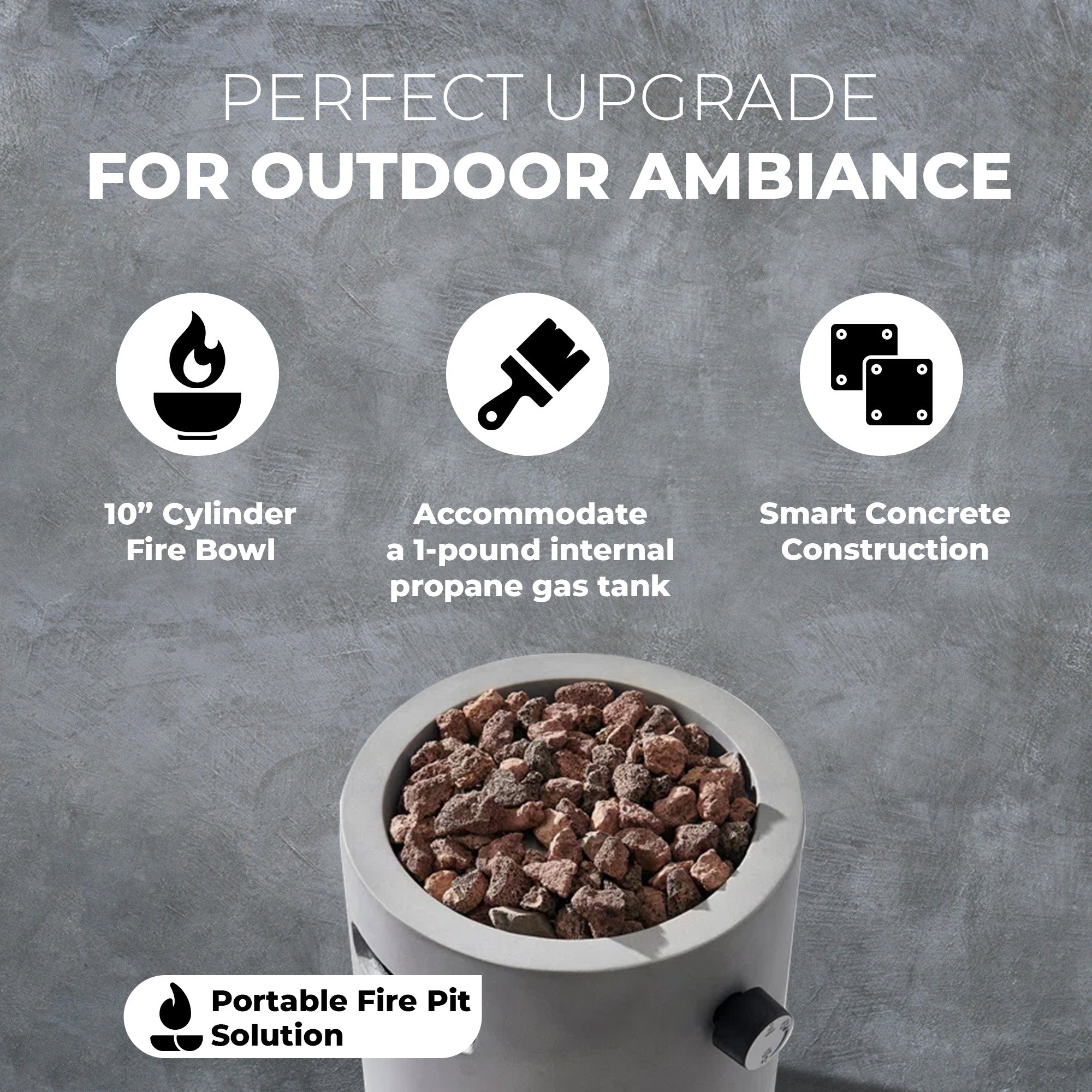 Four Seasons Courtyard 10,000 BTU 10 Inch Round Column Portable Gas Fire Pit - Smart-nests
