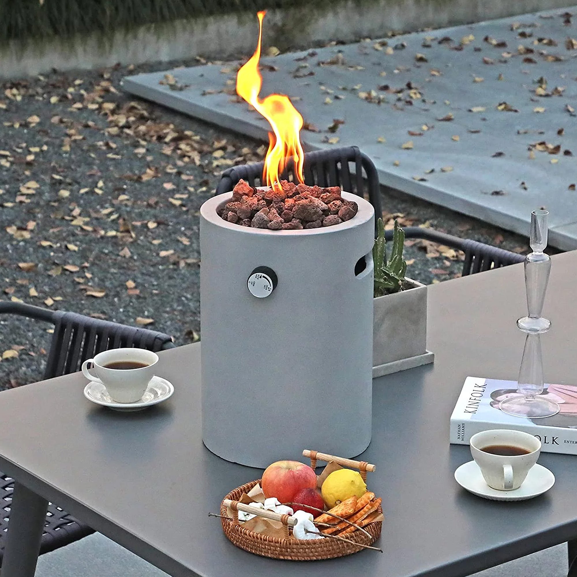 Four Seasons Courtyard 10,000 BTU 10 Inch Round Column Portable Gas Fire Pit - Smart-nests