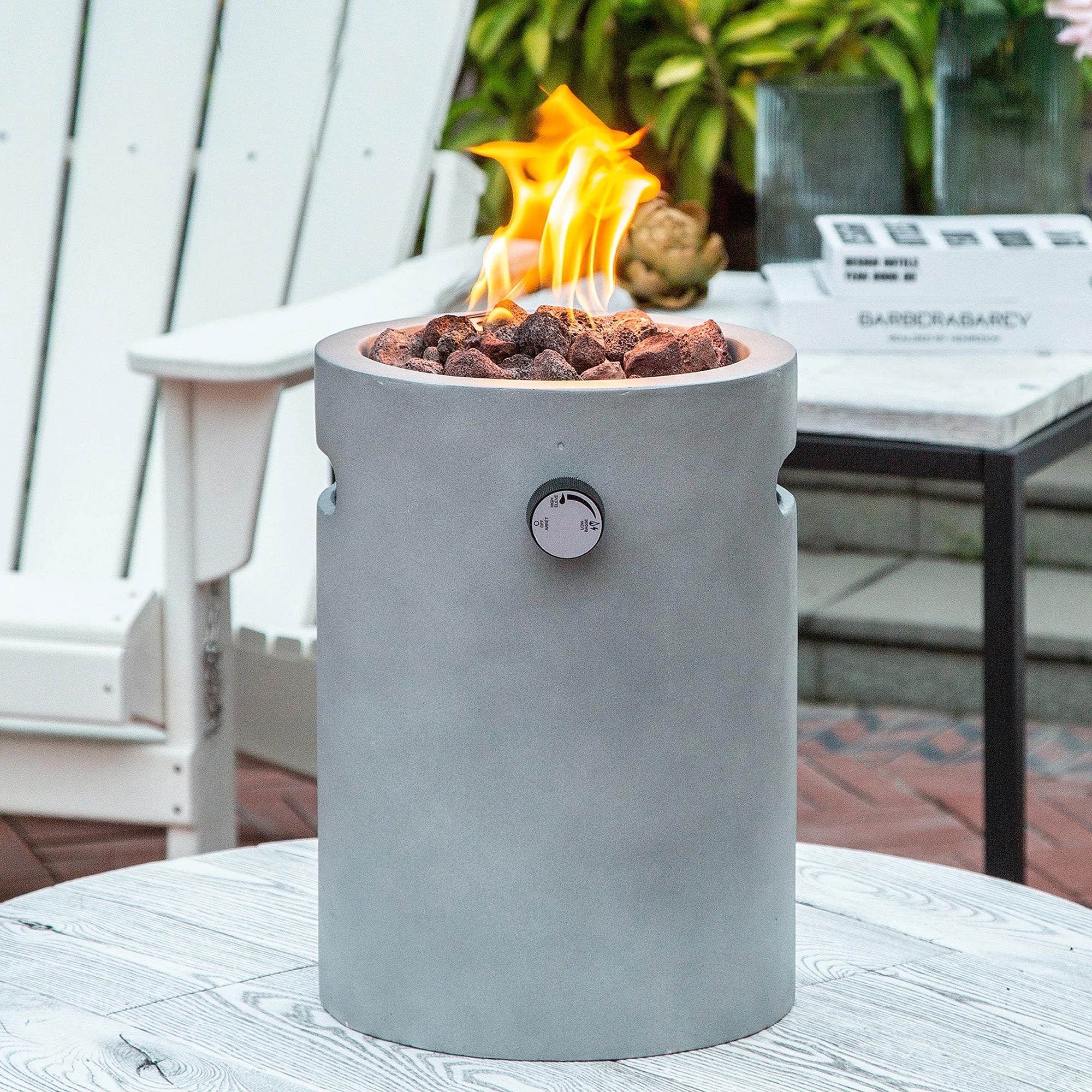 Four Seasons Courtyard 10,000 BTU 10 Inch Round Column Portable Gas Fire Pit - Smart-nests