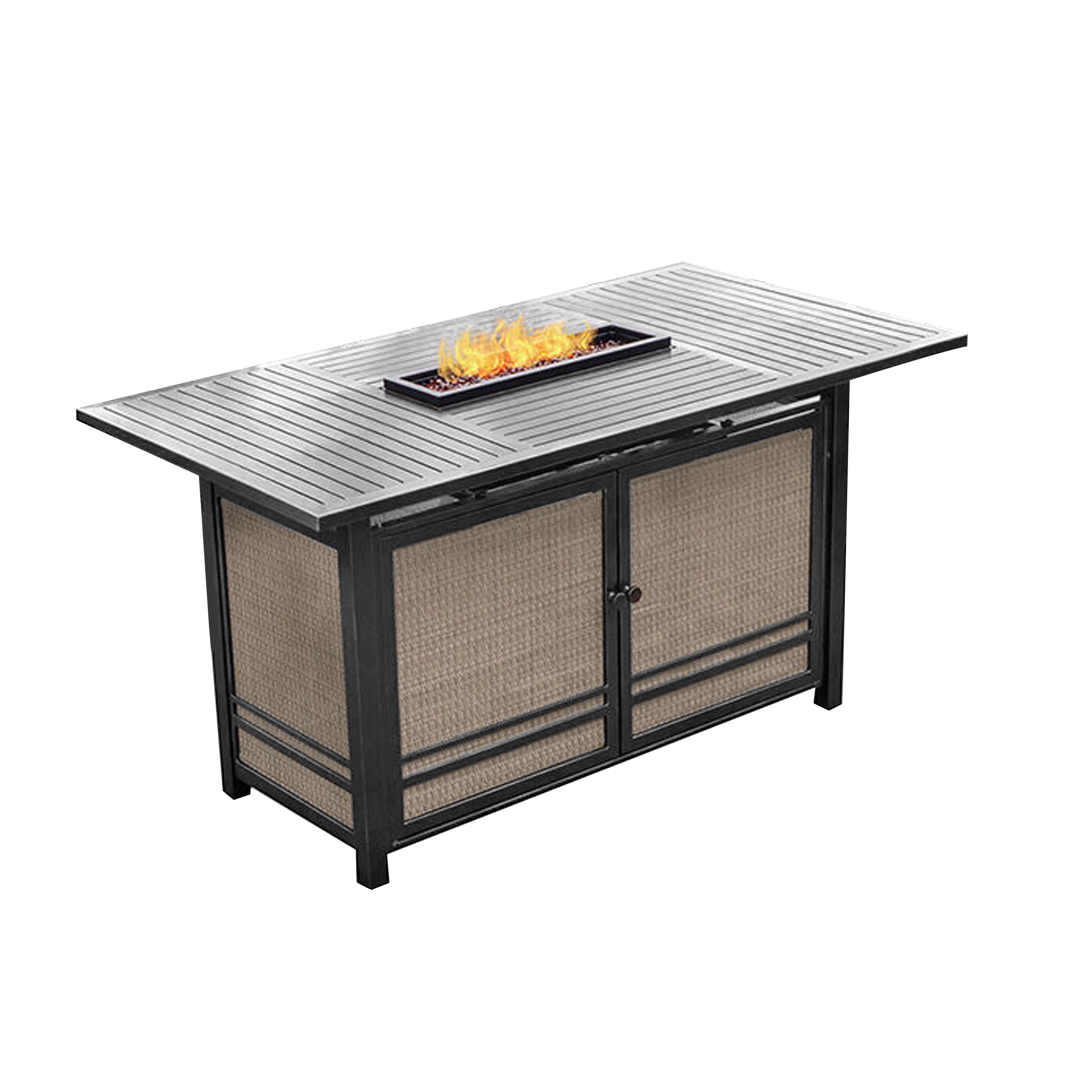 Four Seasons Courtyard Manhattan LP Gas Aluminum Fire Pit Table, Charcoal Gray - Smart-nests