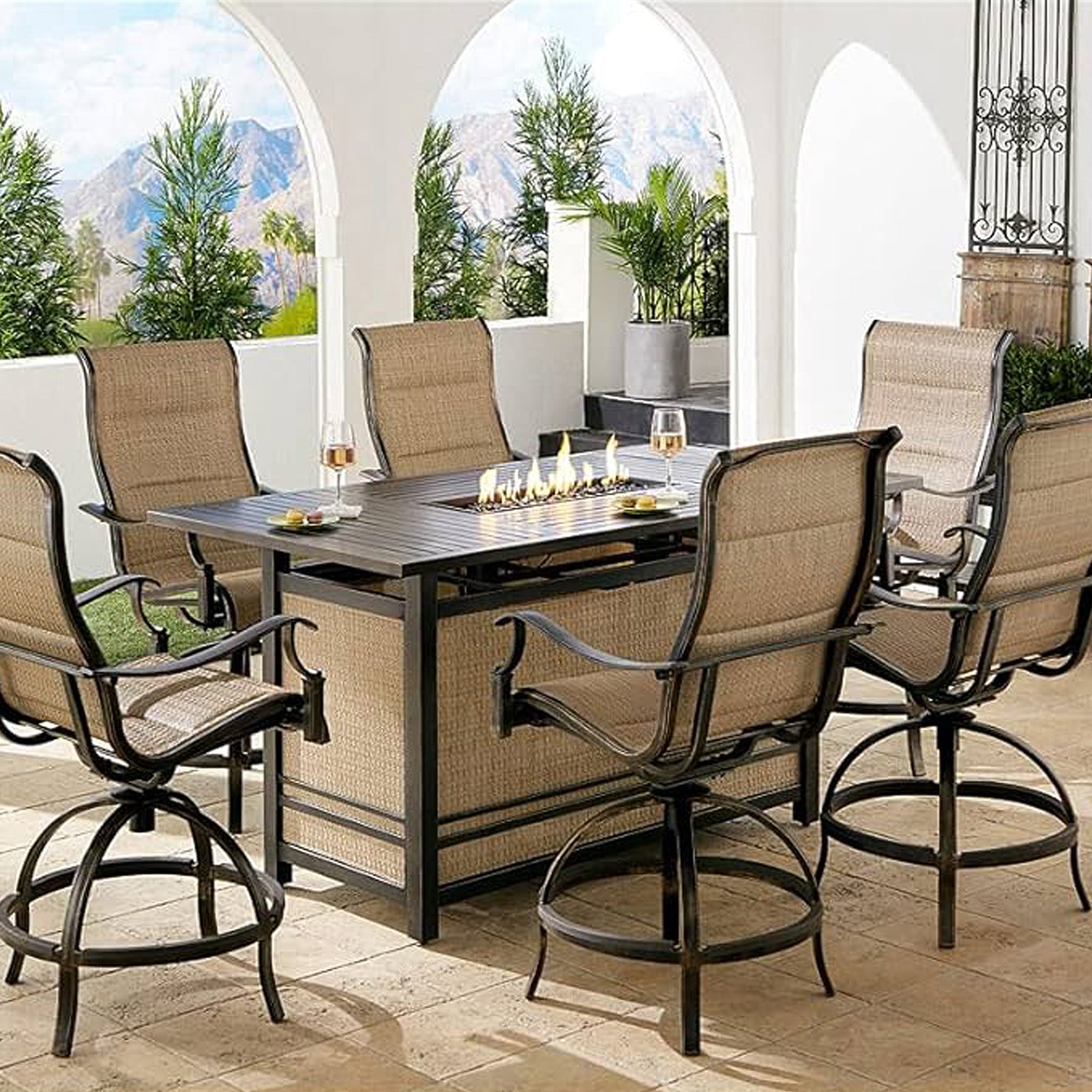 Four Seasons Courtyard Manhattan LP Gas Aluminum Fire Pit Table, Charcoal Gray - Smart-nests