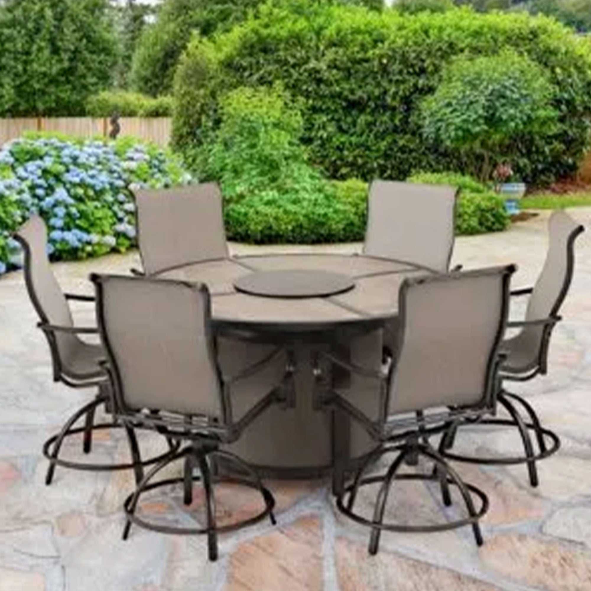 Four Seasons Courtyard Edison Park 54 Inch LP Gas Fire Pit Table, Gray Finish - Smart-nests