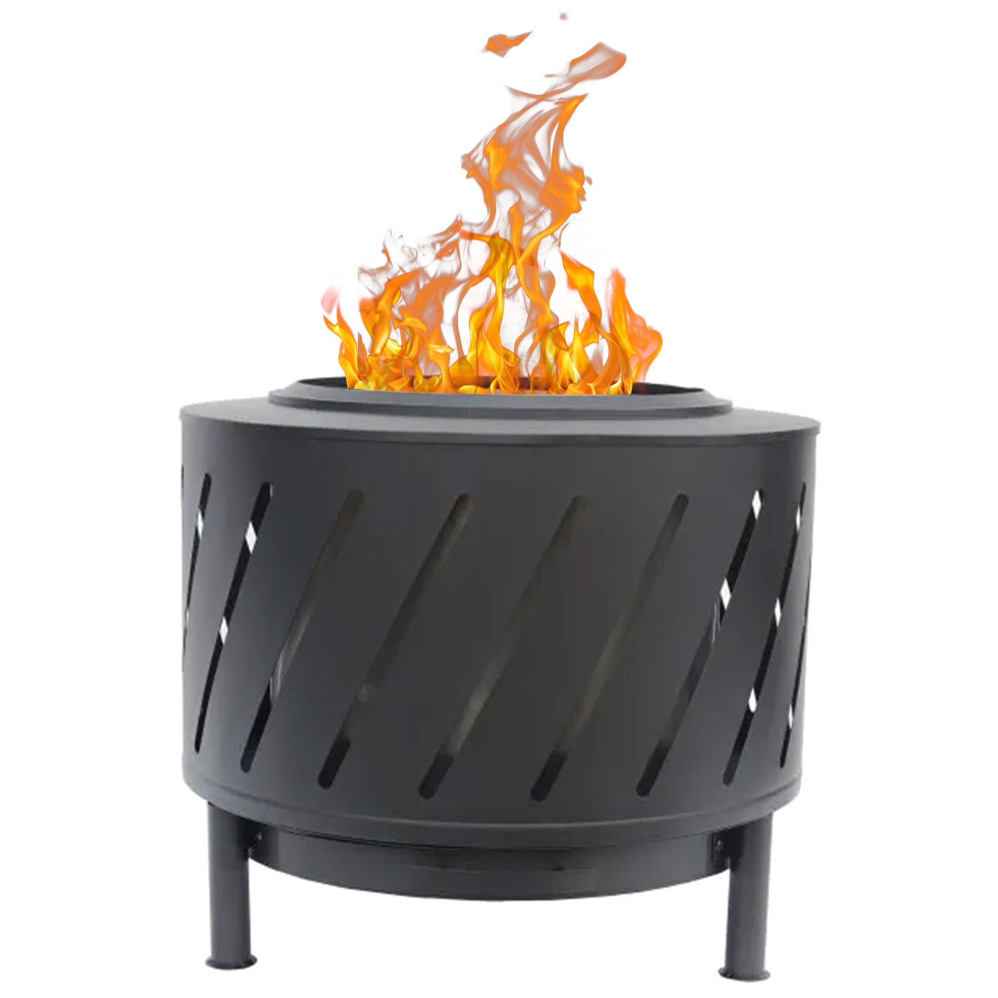 Four Seasons Courtyard 24" Round Steel Smokeless High Temperature Firepit, Black - Smart-nests
