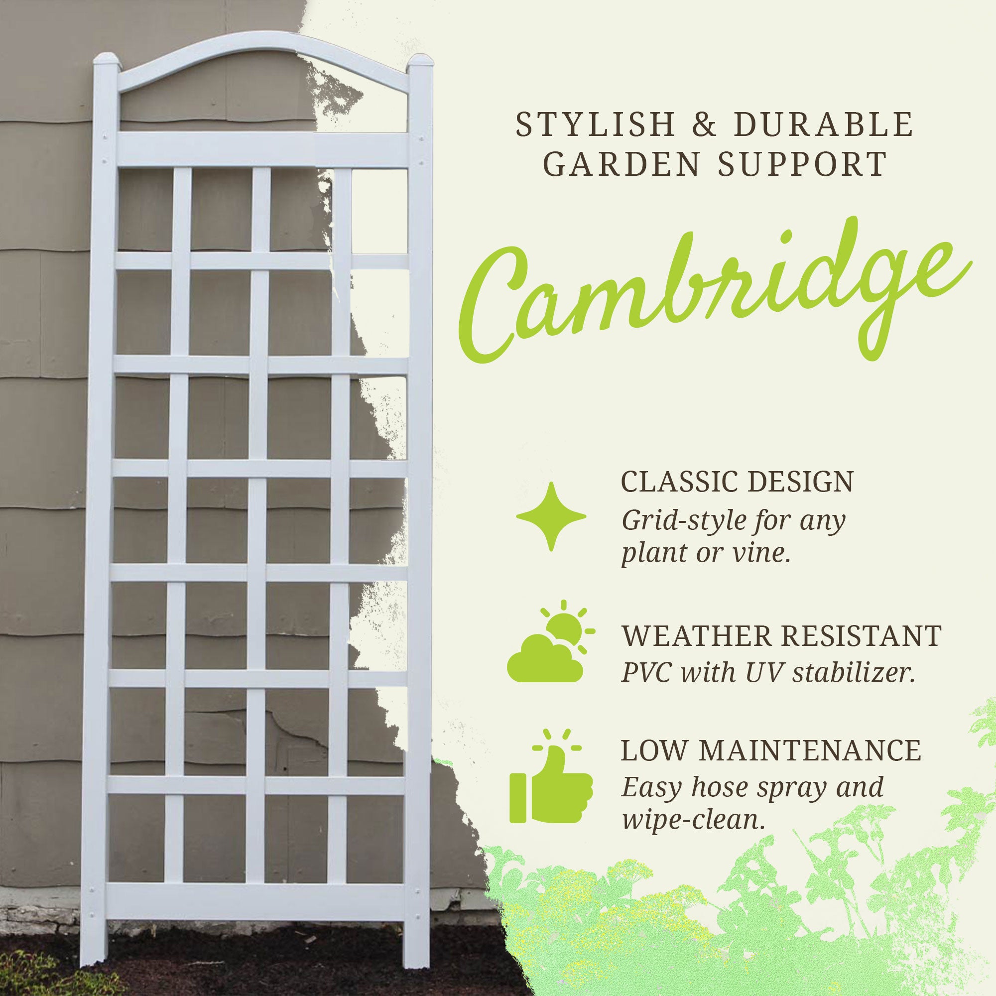 Dura-Trel Cambridge 28 x 75 Inch PVC Vinyl Outdoor Garden Patio Trellis, White - Smart-nests