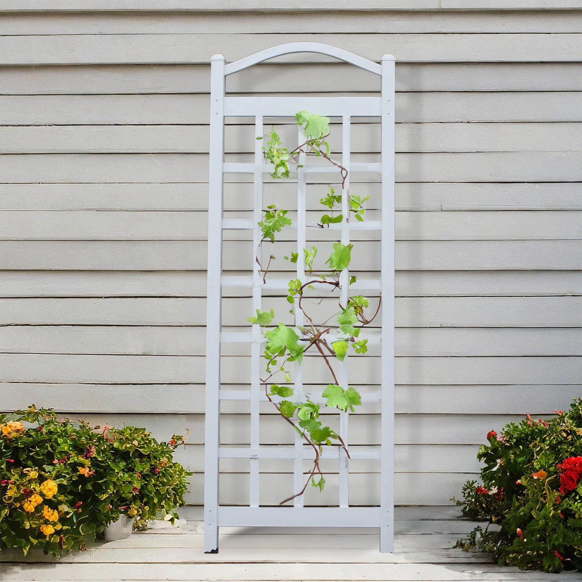 Dura-Trel Cambridge 28 x 75 Inch PVC Vinyl Outdoor Garden Patio Trellis, White - Smart-nests