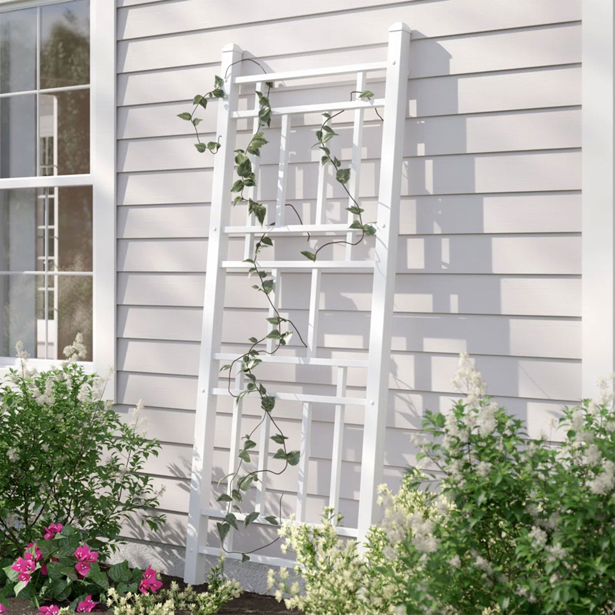 Dura-Trel Wellington 28 x 75 Inch PVC Vinyl Outdoor Garden Patio Trellis, White - Smart-nests
