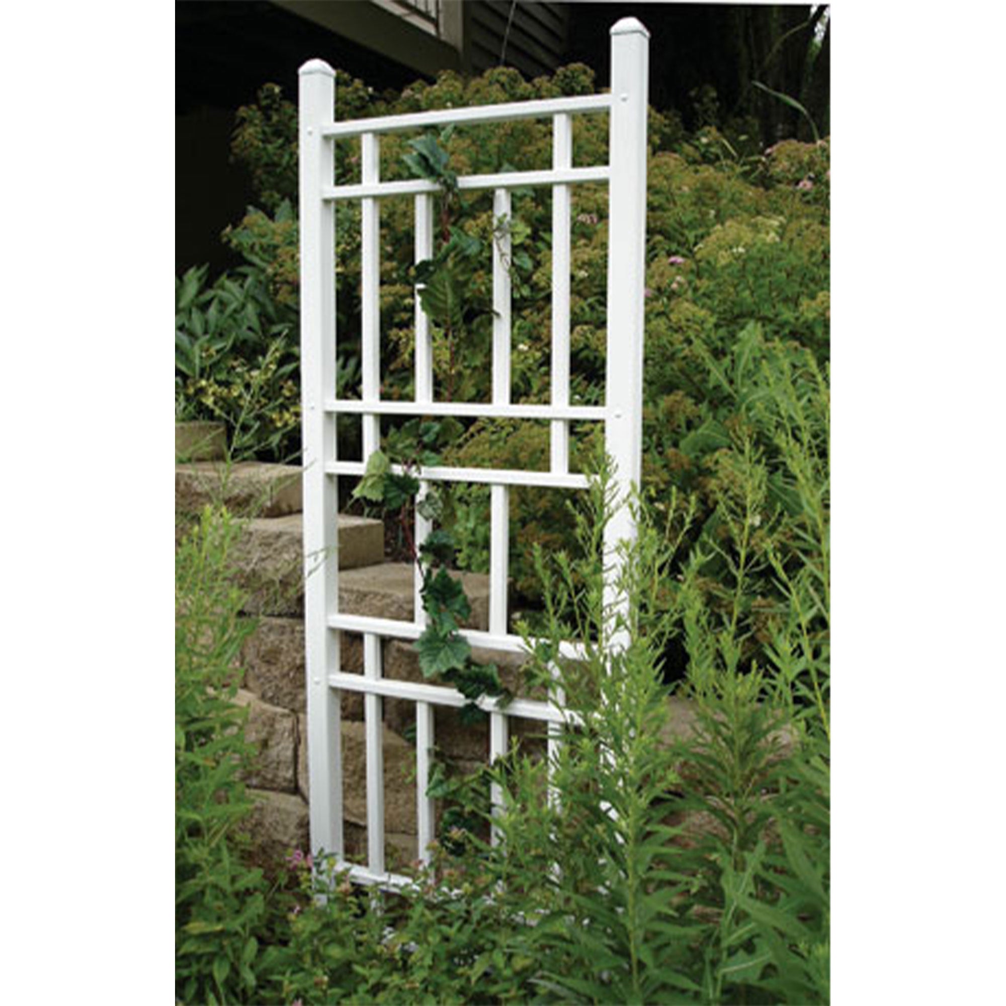 Dura-Trel Wellington 28 x 75 Inch PVC Vinyl Outdoor Garden Patio Trellis, White - Smart-nests