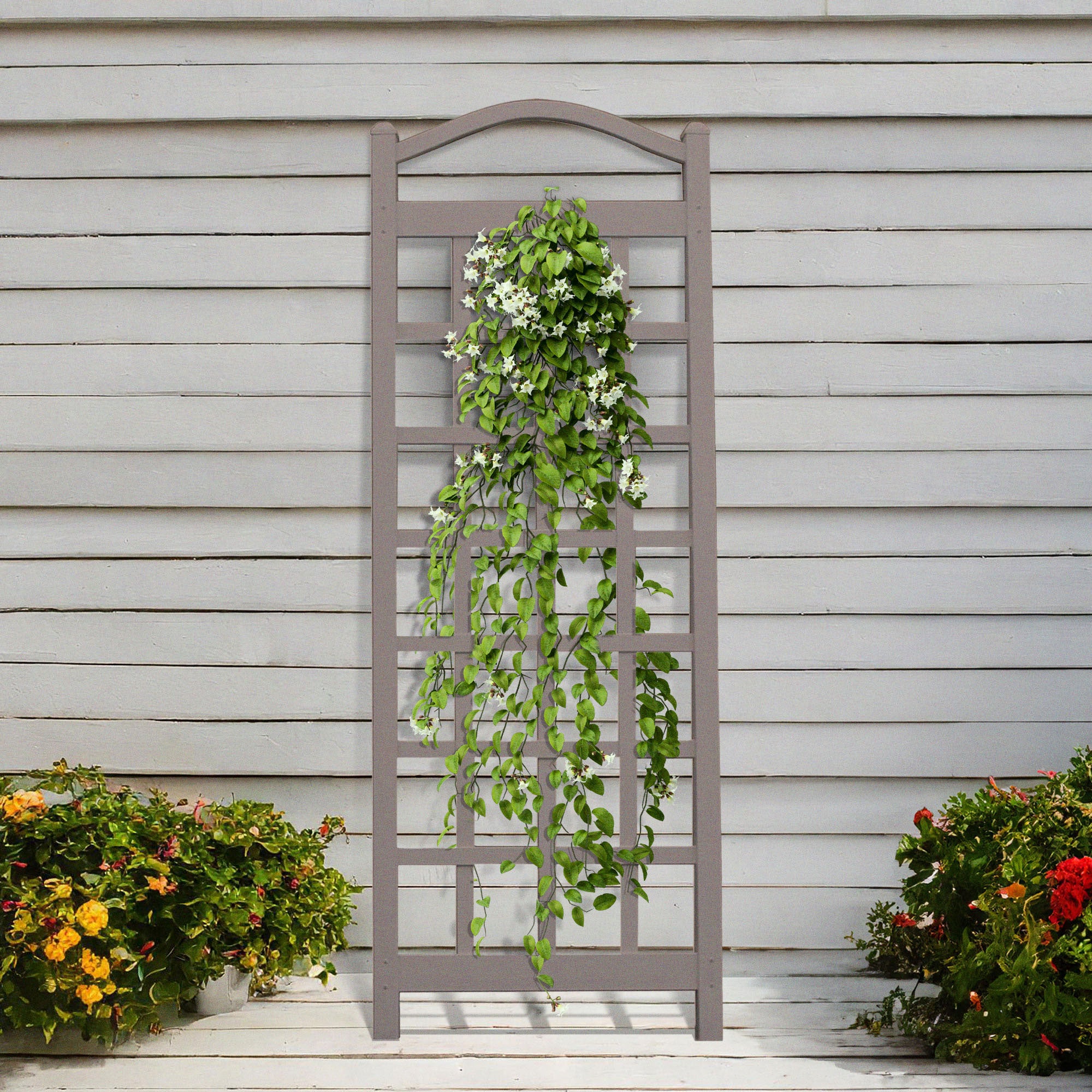 Dura-Trel Cambridge 28 x 75 Inch PVC Vinyl Outdoor Garden Patio Trellis, Mocha - Smart-nests