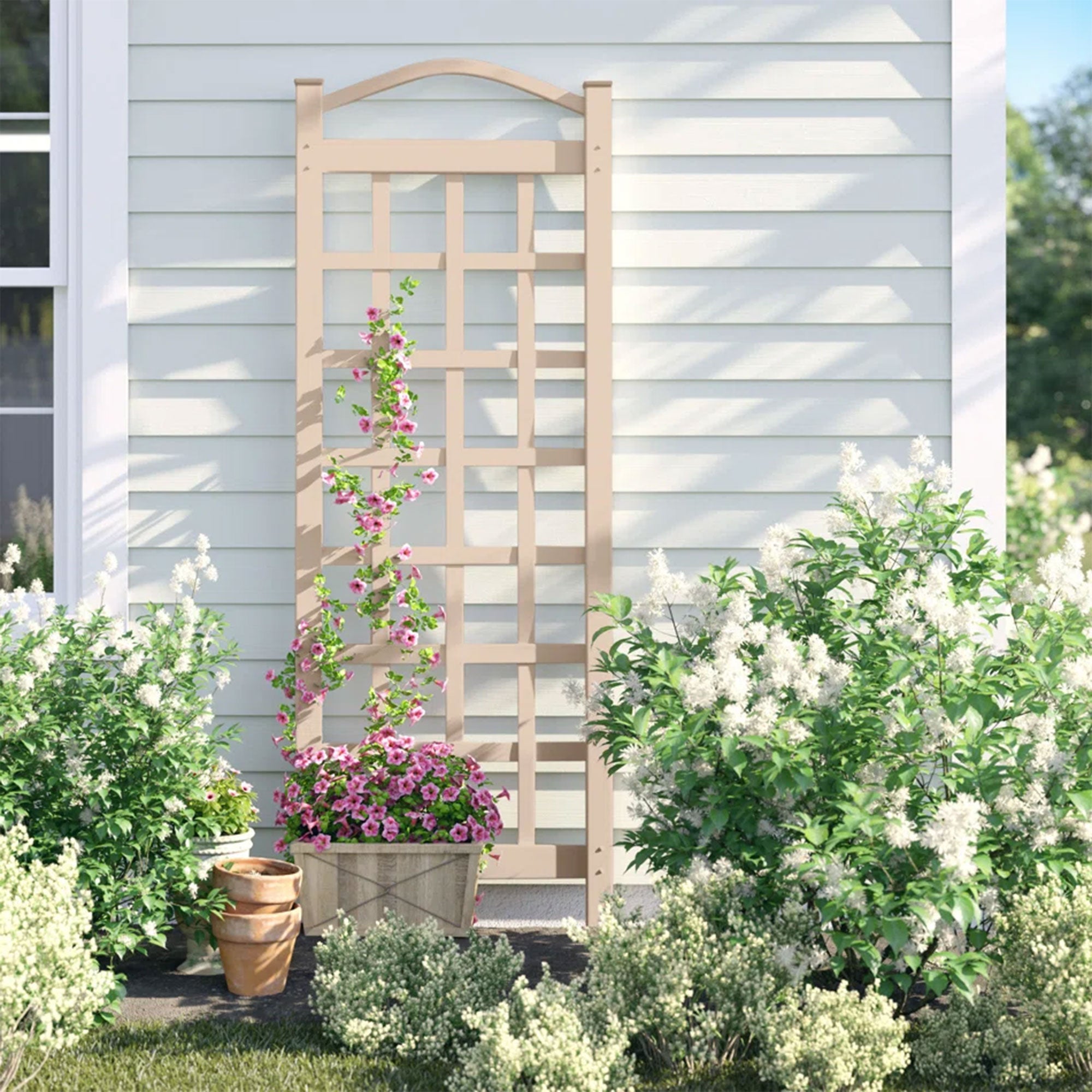 Dura-Trel Cambridge 28 x 75 Inch PVC Vinyl Outdoor Garden Patio Trellis, Mocha - Smart-nests