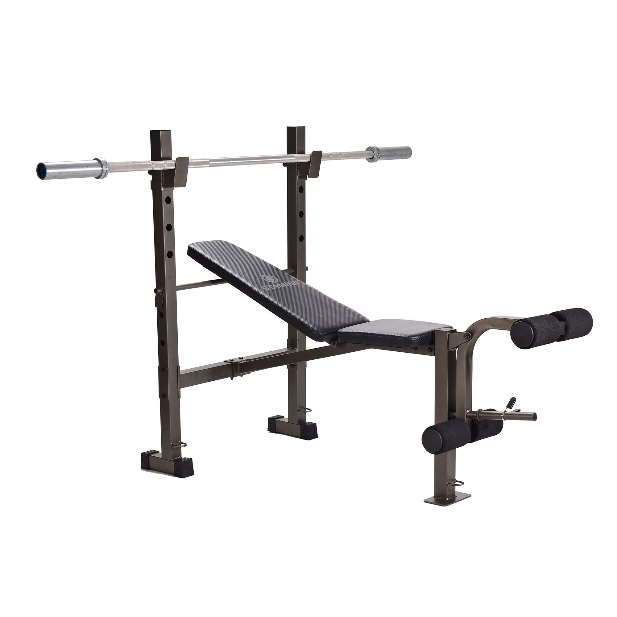 Stamina Adjustable Steel Weight Bench Barbell Rack Combo Set for Home Gym, Black - Smart-nests