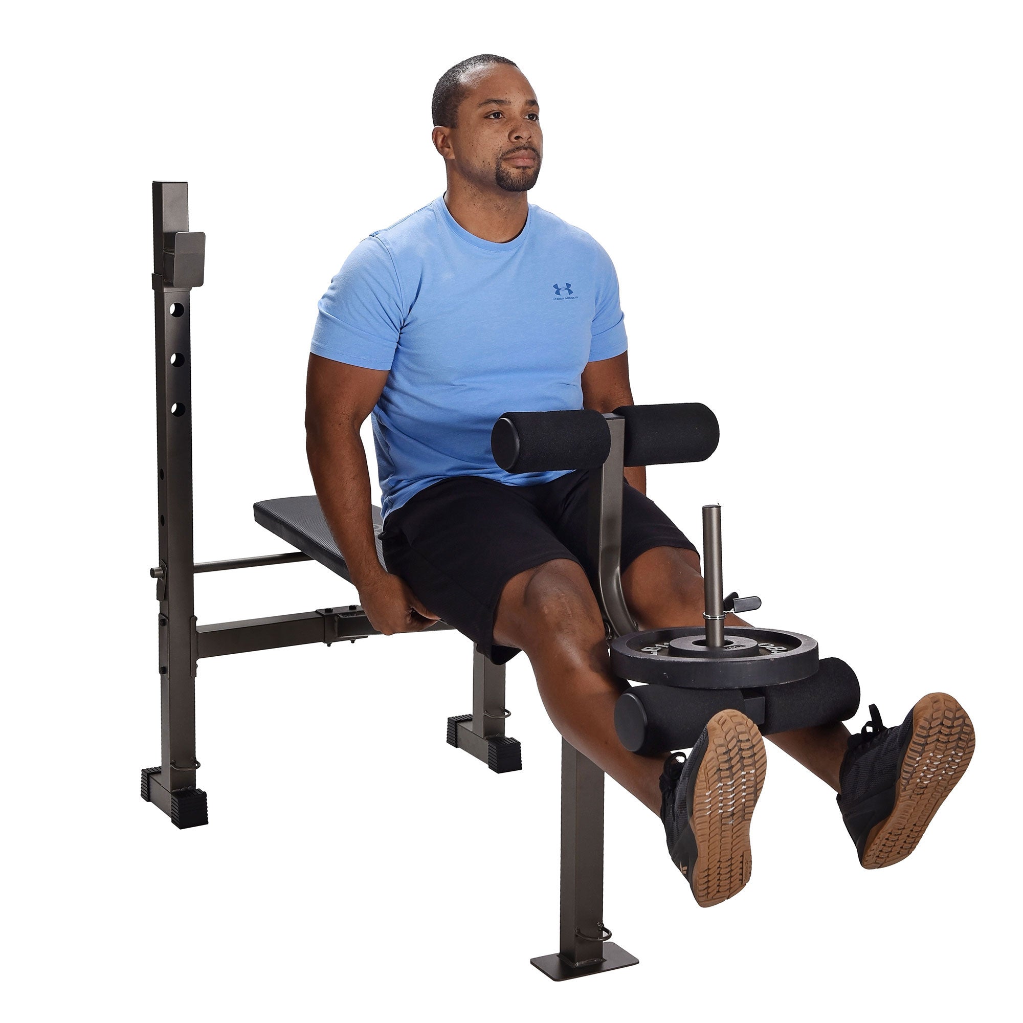 Stamina Adjustable Steel Weight Bench Barbell Rack Combo Set for Home Gym, Black - Smart-nests