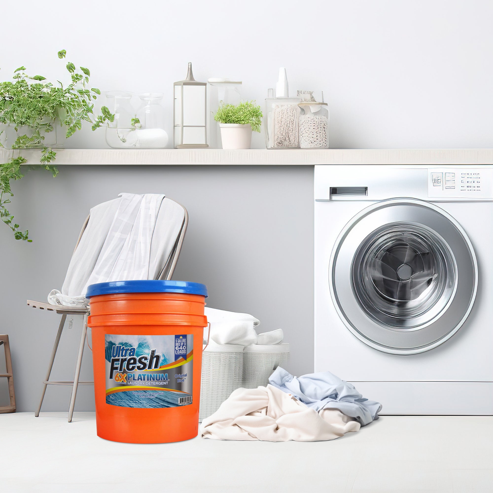 Ultra Fresh 6X Platinum 5 Gal Laundry Detergent, Up to 640 Loads, Original Blue - Smart-nests