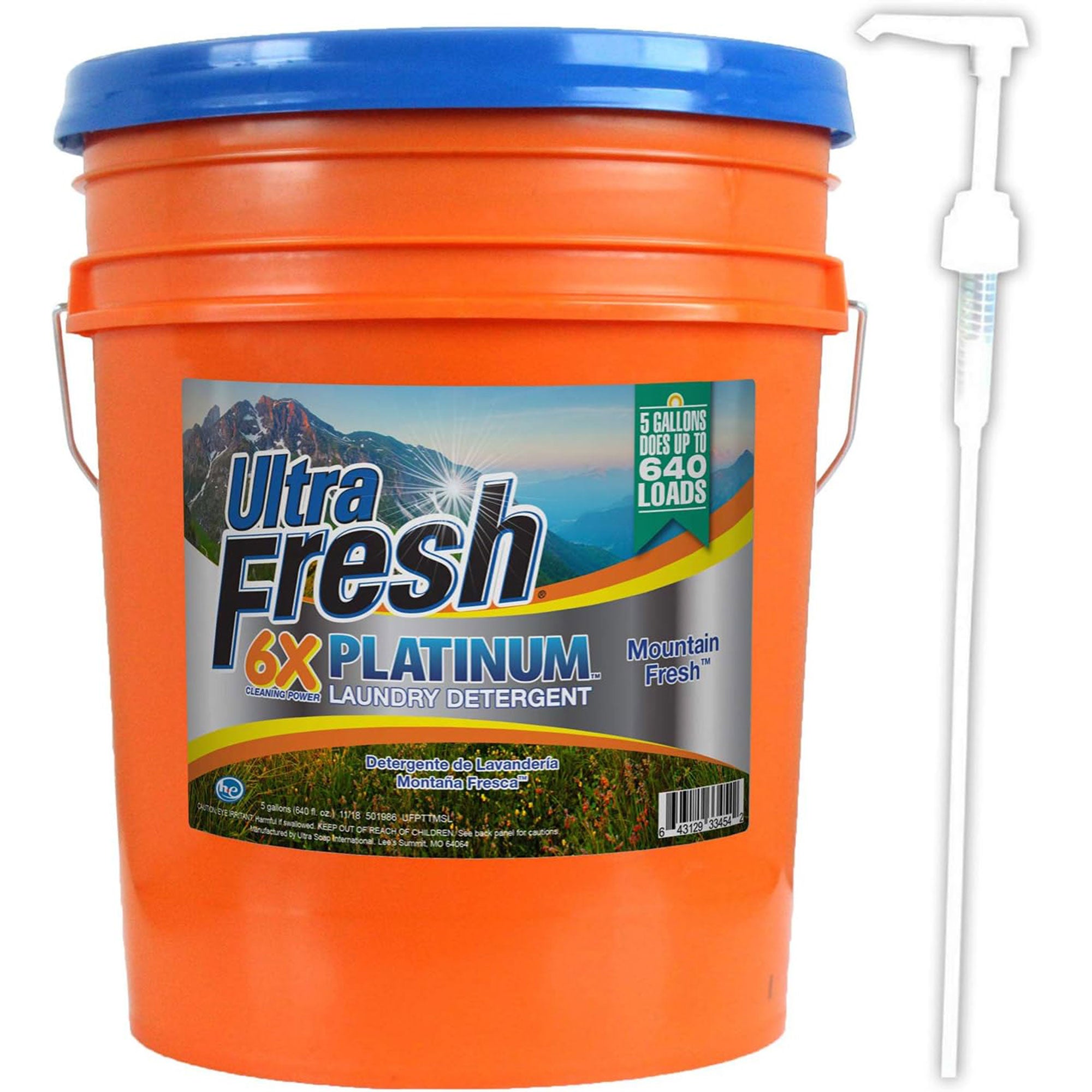Ultra Fresh 6X Platinum 5 Gal Laundry Detergent, Up to 640 Loads, Mountain Fresh - Smart-nests