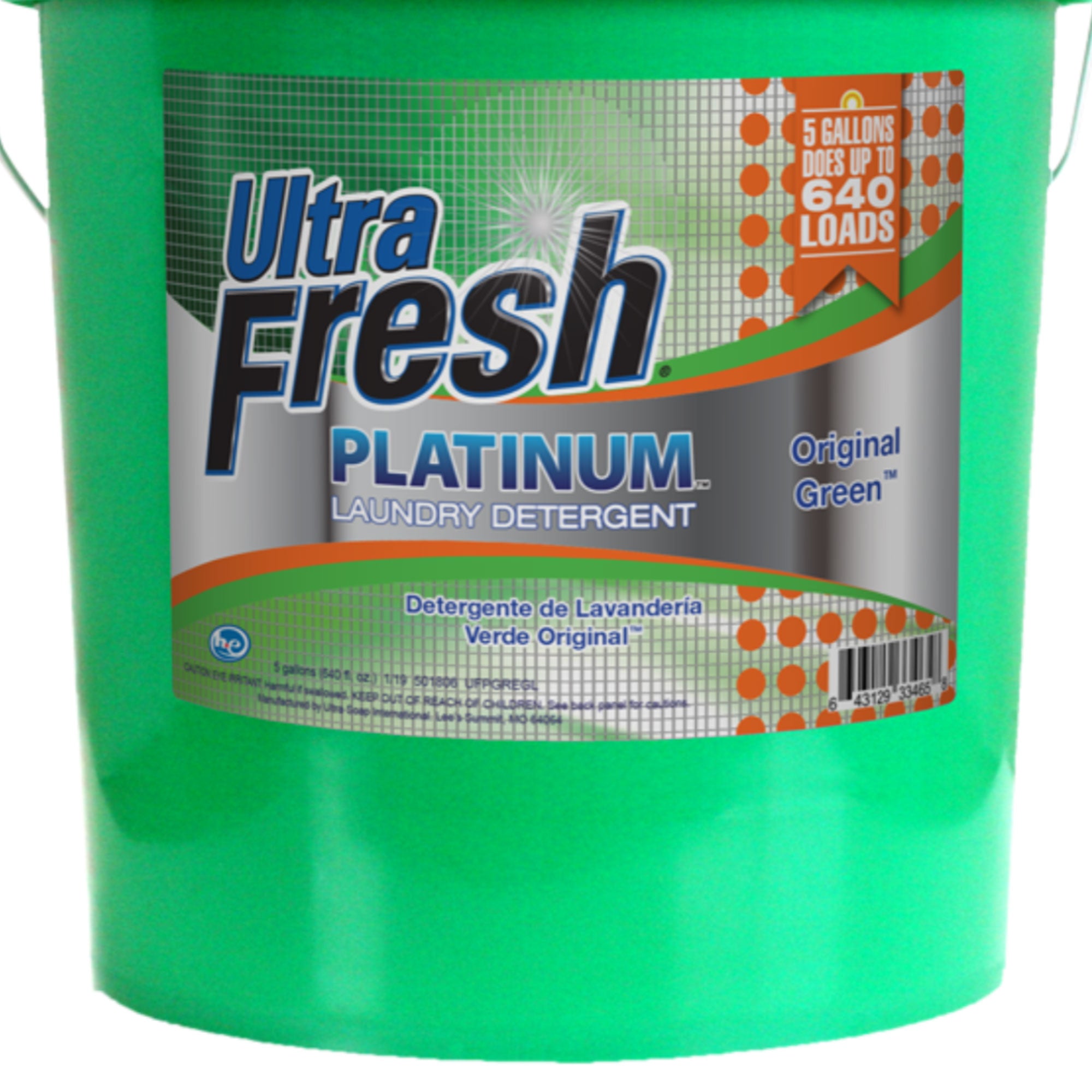 Ultra Fresh 3X Platinum 5 Gal Laundry Detergent, Up to 640 Loads, Original Green - Smart-nests