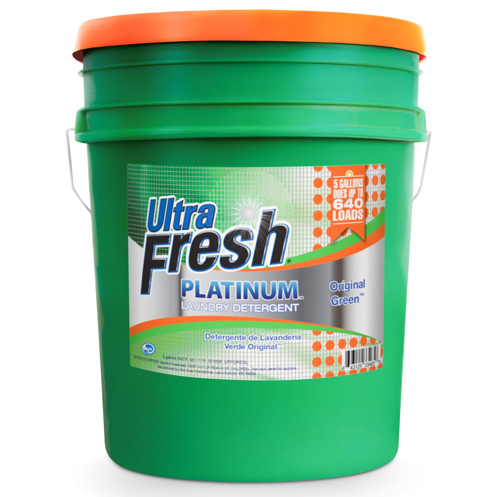Ultra Fresh 3X Platinum 5 Gal Laundry Detergent, Up to 640 Loads, Original Green - Smart-nests
