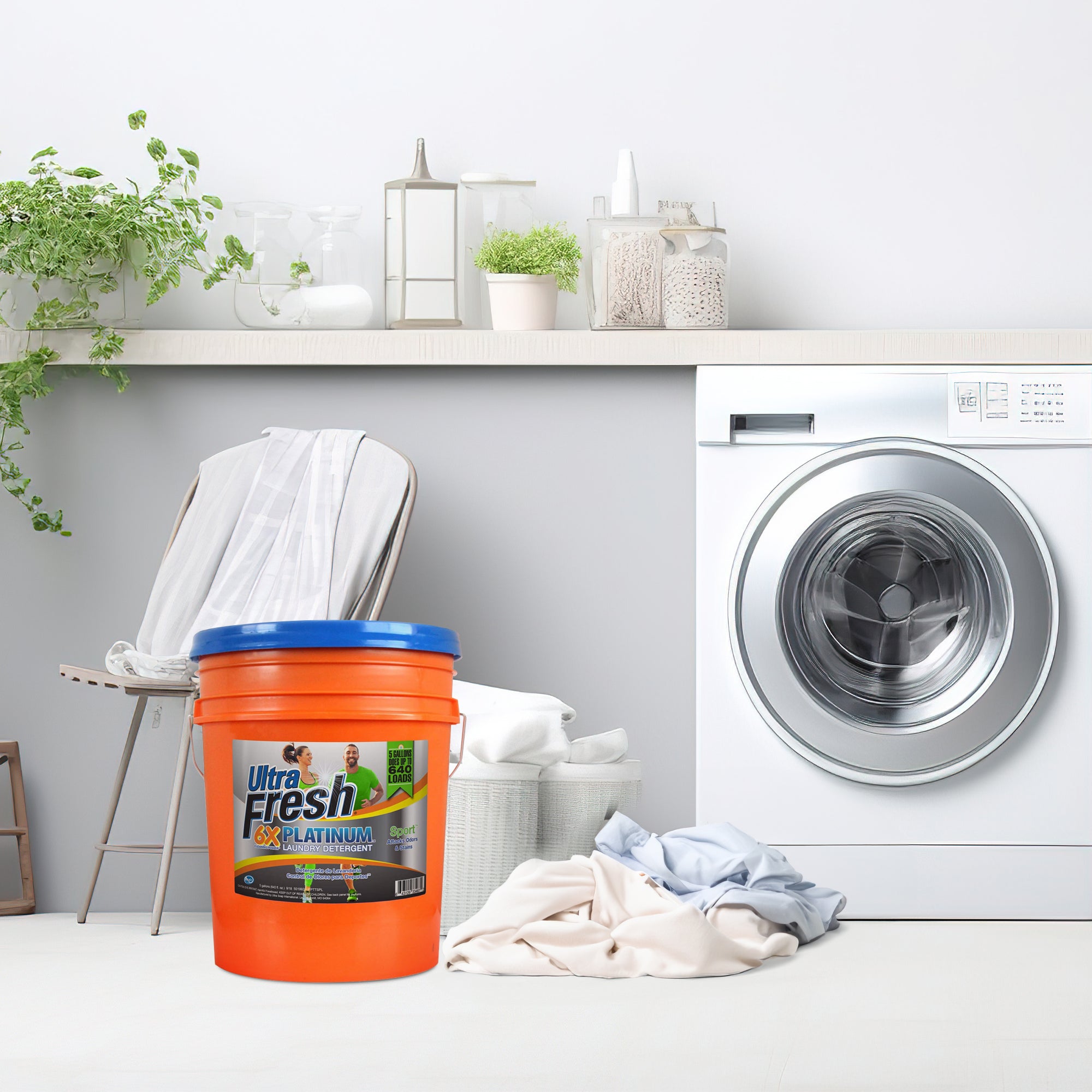 Ultra Fresh 6X Platinum 5 Gallon Sport Laundry Detergent, Up to 640 Loads w/Pump - Smart-nests
