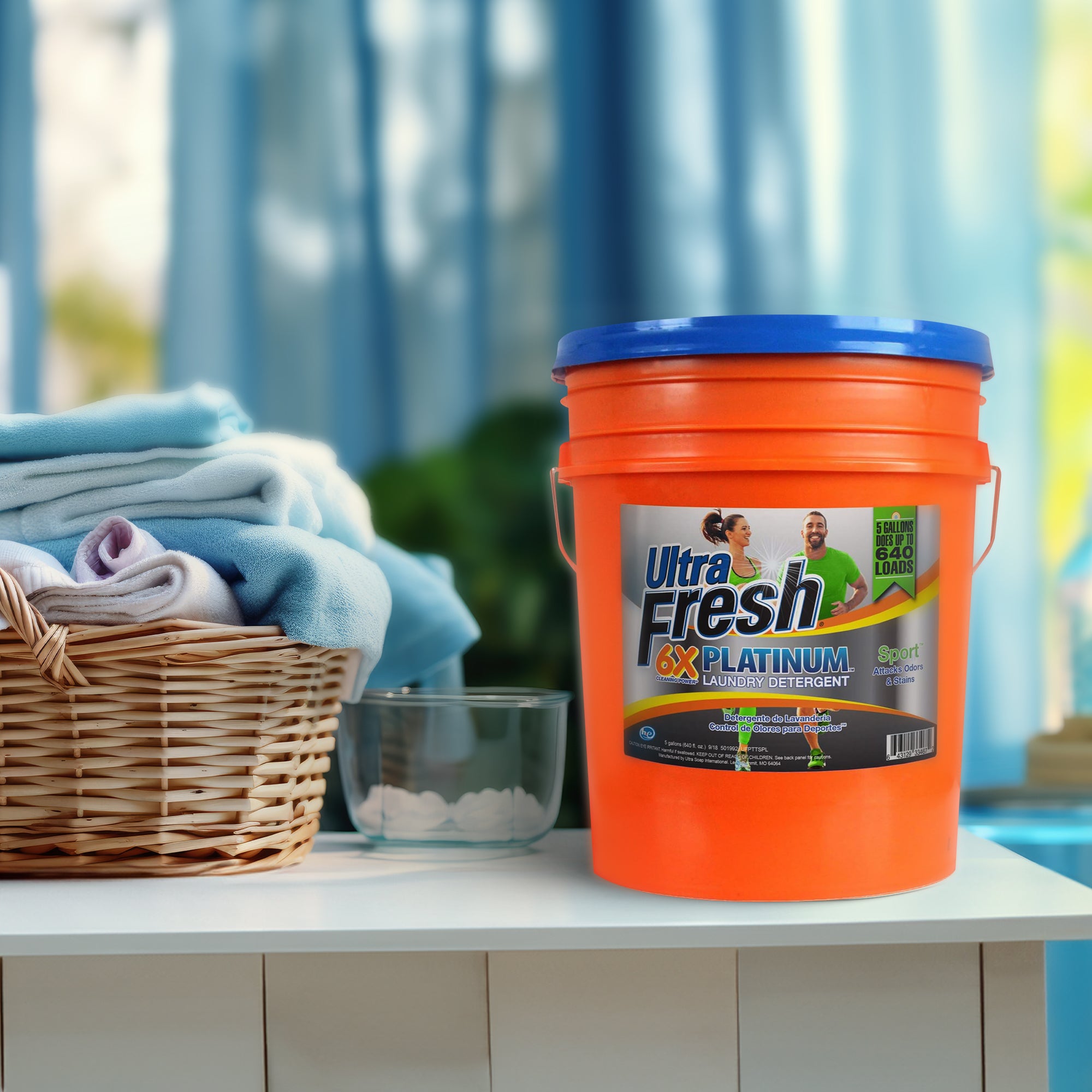 Ultra Fresh 6X Platinum 5 Gallon Sport Laundry Detergent, Up to 640 Loads w/Pump - Smart-nests