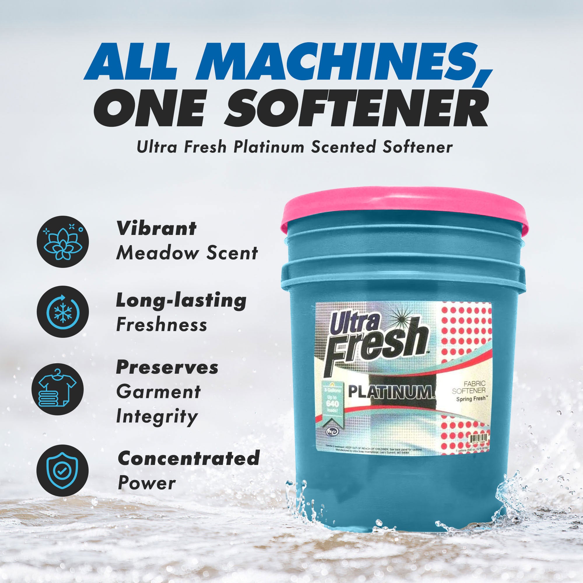 Ultra Fresh Platinum 5 Gal Spring Fresh Fabric Softener Up to 640 Loads w/Pump - Smart-nests