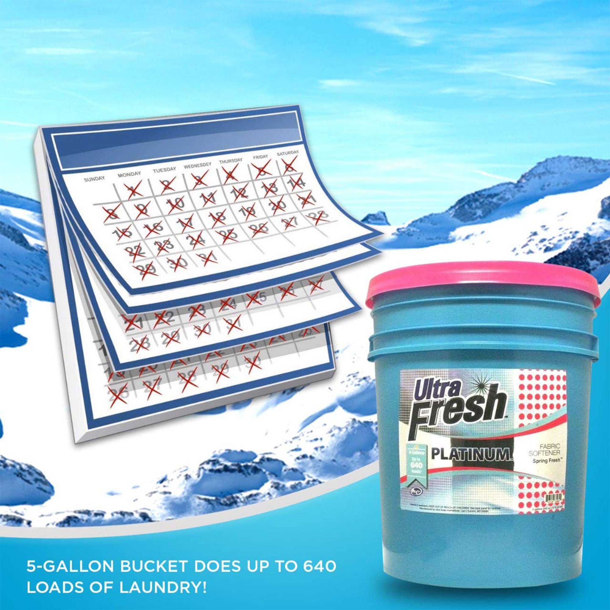 Ultra Fresh Platinum 5 Gal Spring Fresh Fabric Softener Up to 640 Loads w/Pump - Smart-nests