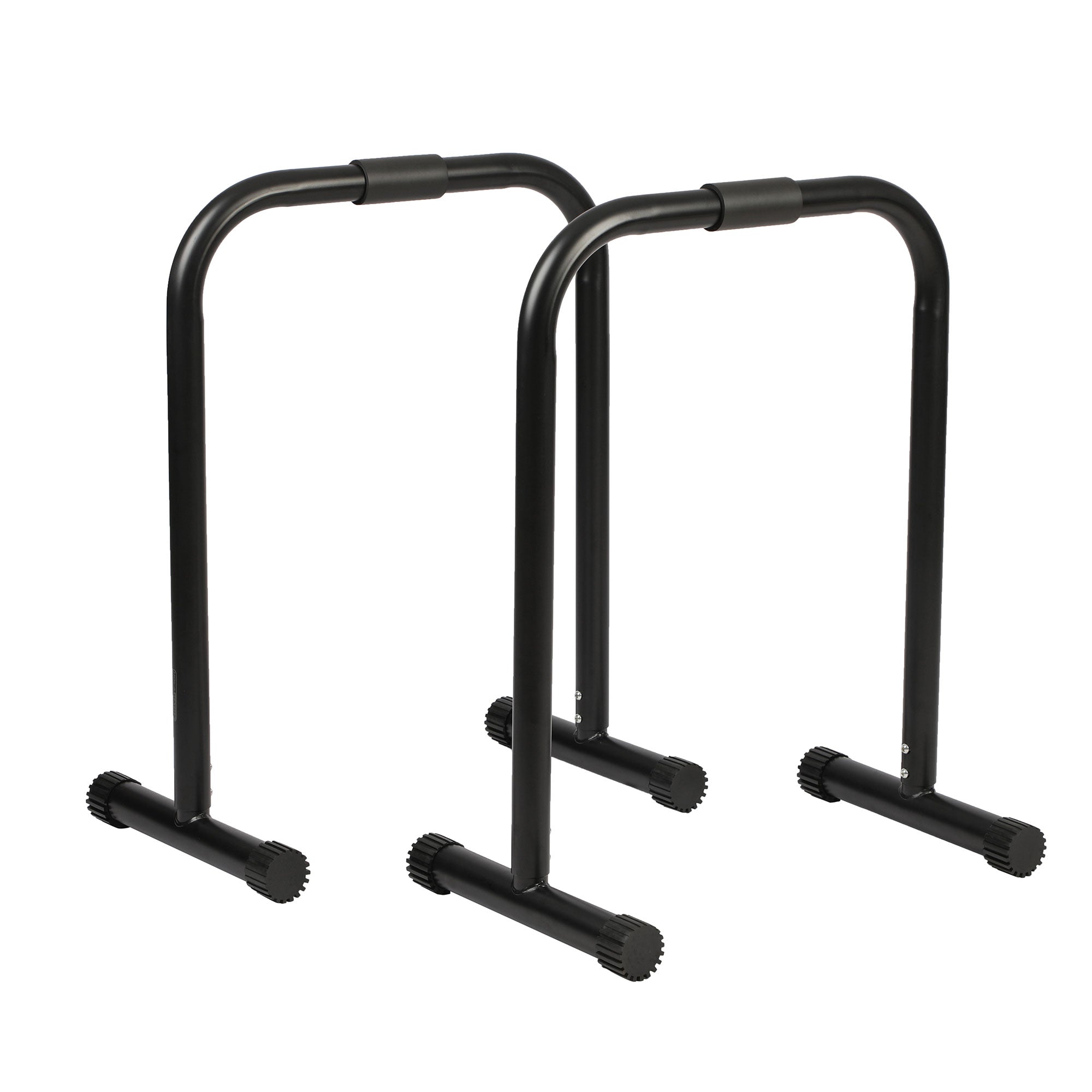 HolaHatha Dip Station Bar with Adjustable Foot and Non Slip Foot Covers, Black - Smart-nests