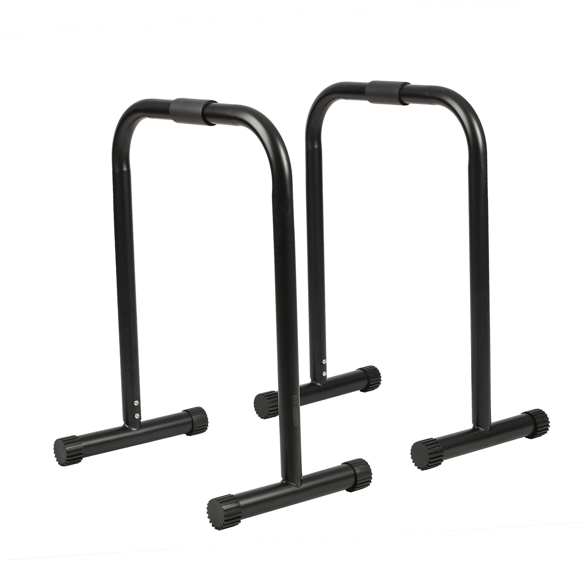 HolaHatha Dip Station Bar with Adjustable Foot and Non Slip Foot Covers, Black - Smart-nests
