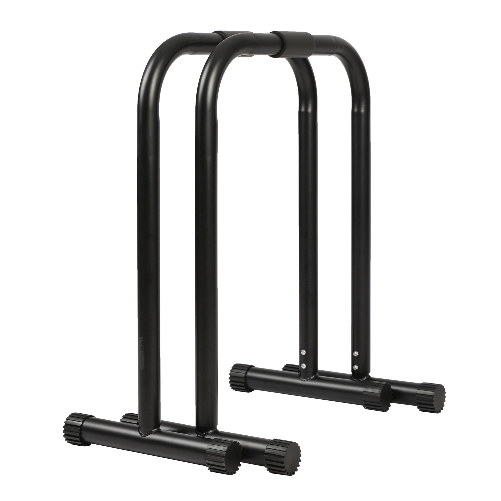HolaHatha Dip Station Bar with Adjustable Foot and Non Slip Foot Covers, Black - Smart-nests