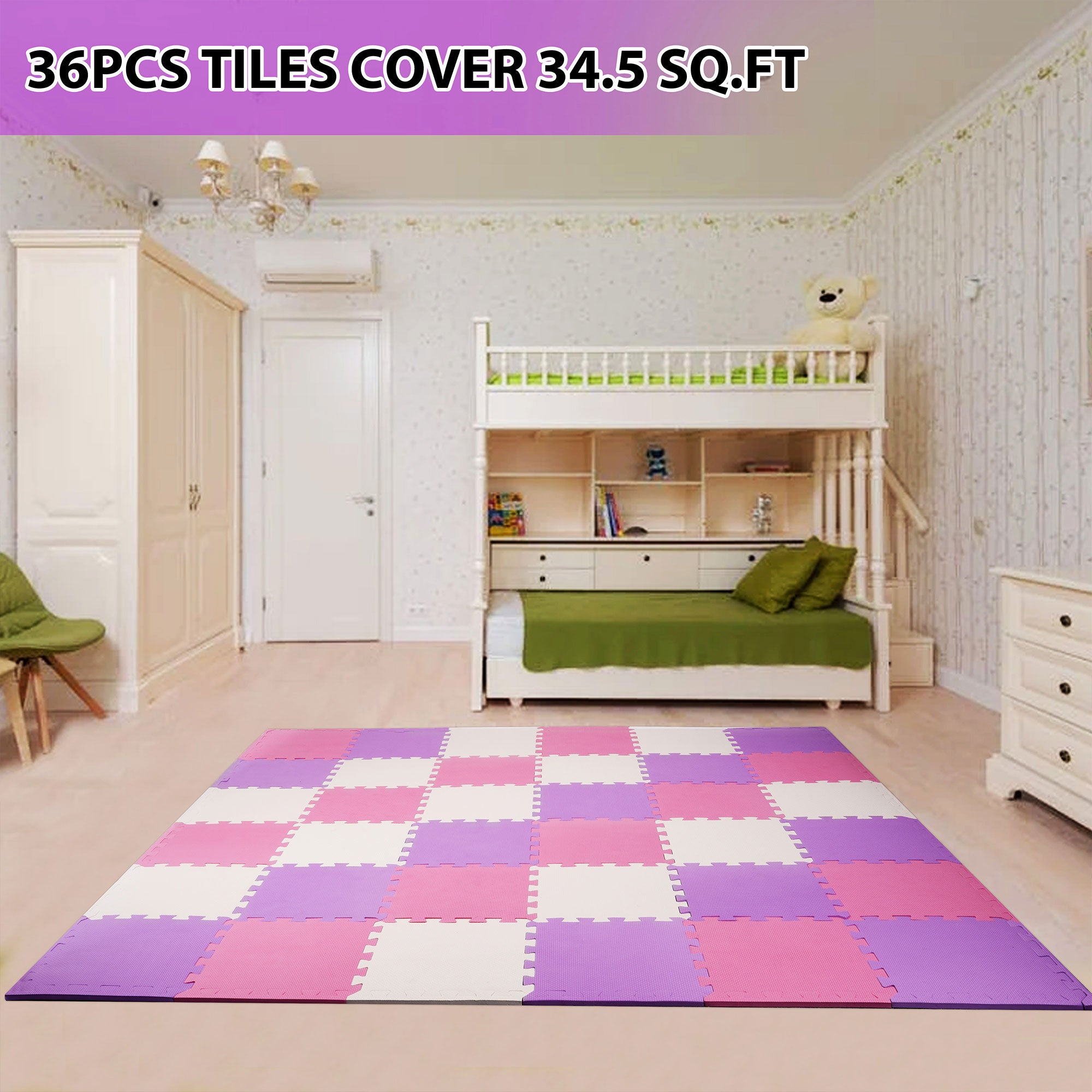 BalanceFrom Fitness 36 Tile Thick Interlocking Puzzle Foam Exercise Play Mat - Smart-nests