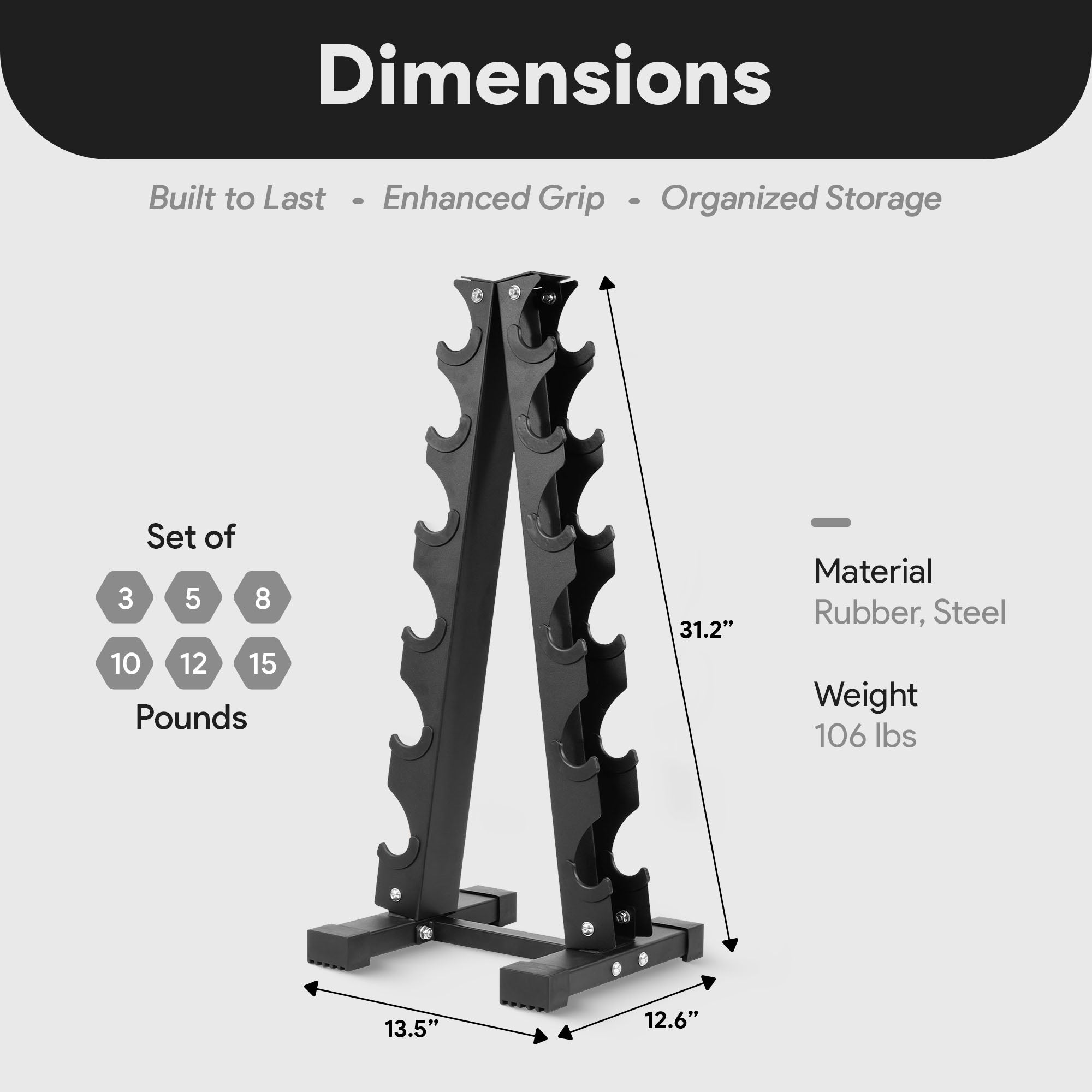 BalanceFrom Fitness 106 Pound Neoprene Coated Dumbbell Set with Stand, Black - Smart-nests