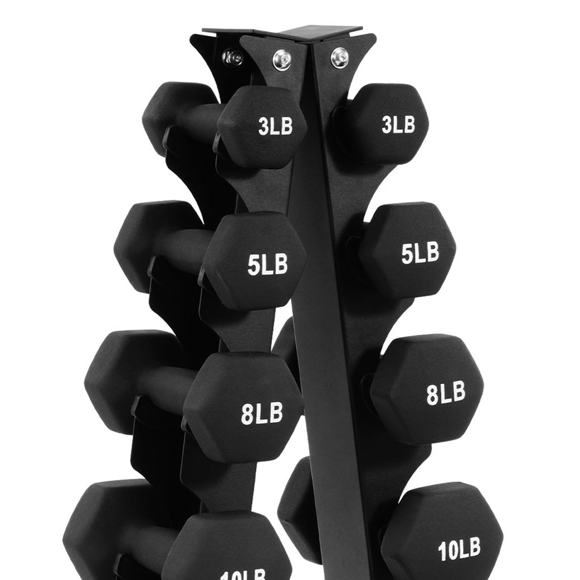 BalanceFrom Fitness 106 Pound Neoprene Coated Dumbbell Set with Stand, Black - Smart-nests