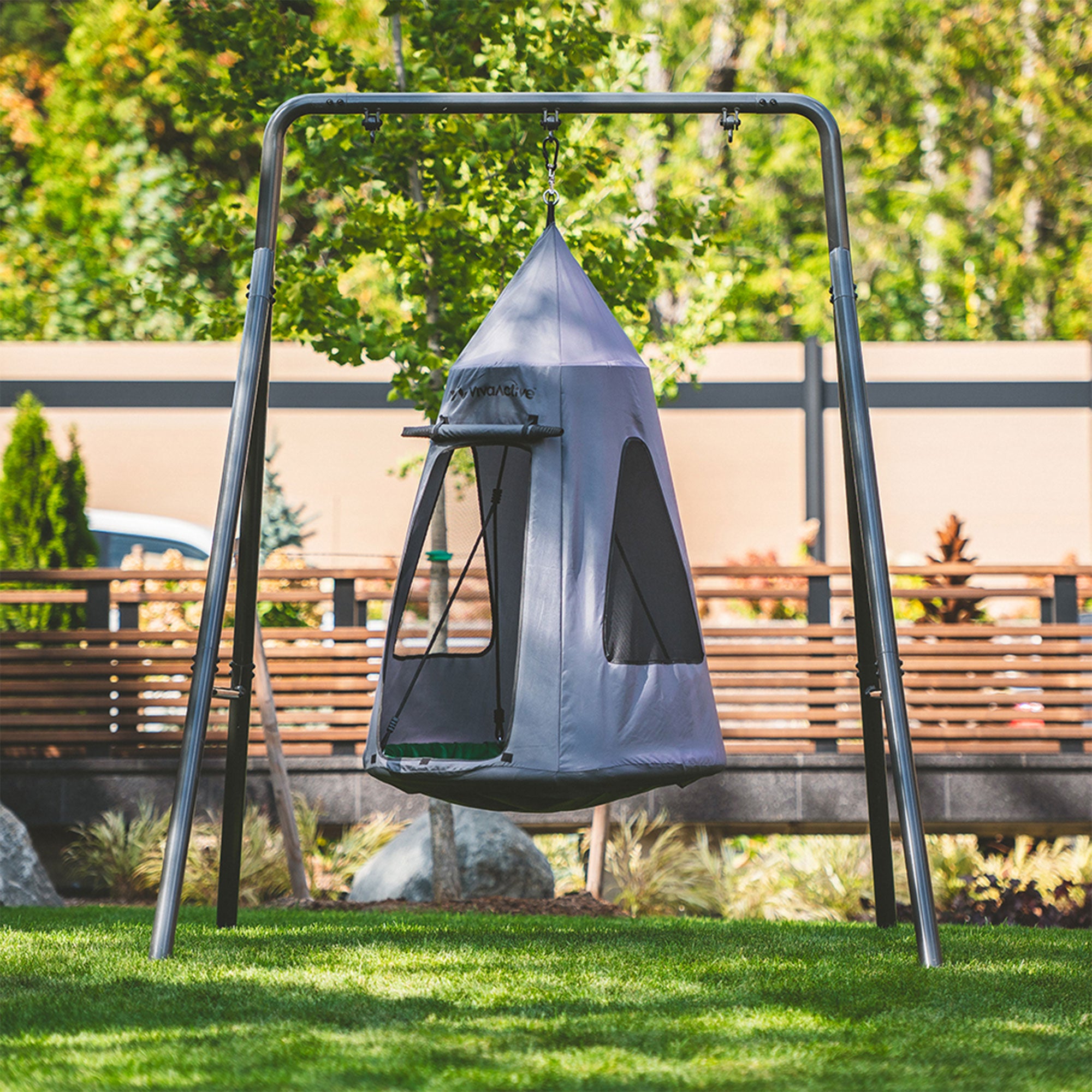 gobaplay Hanging Tent for Round Platform Swing Set with Cover, Grey (Cover Only)