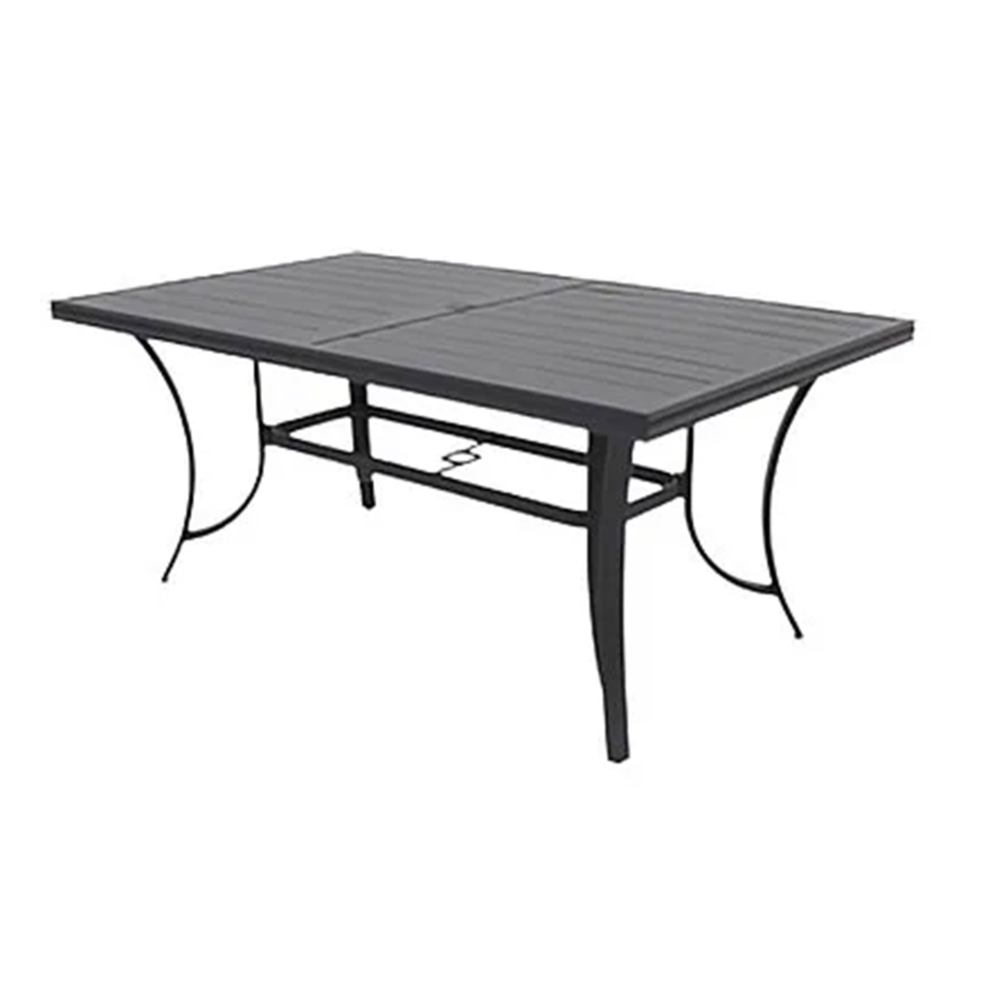 Four Seasons Courtyard Palermo Slat Top Table with Frame and Umbrella Hole, Gray - Smart-nests