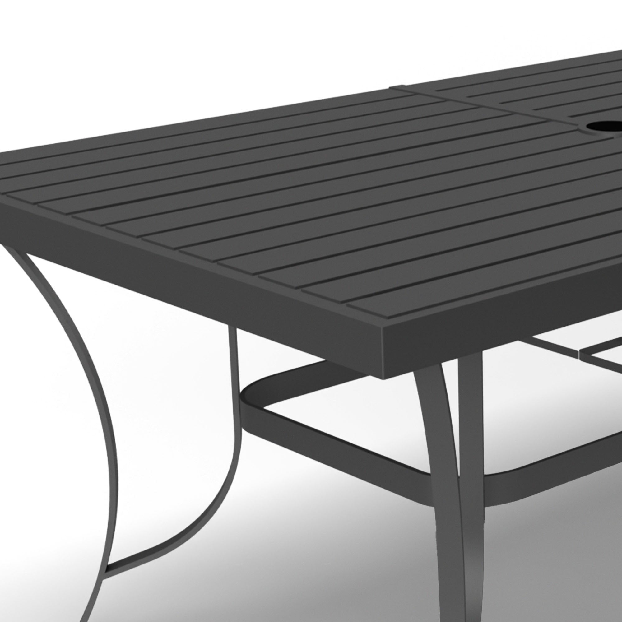 Four Seasons Courtyard Palermo Slat Top Table with Frame and Umbrella Hole, Gray - Smart-nests
