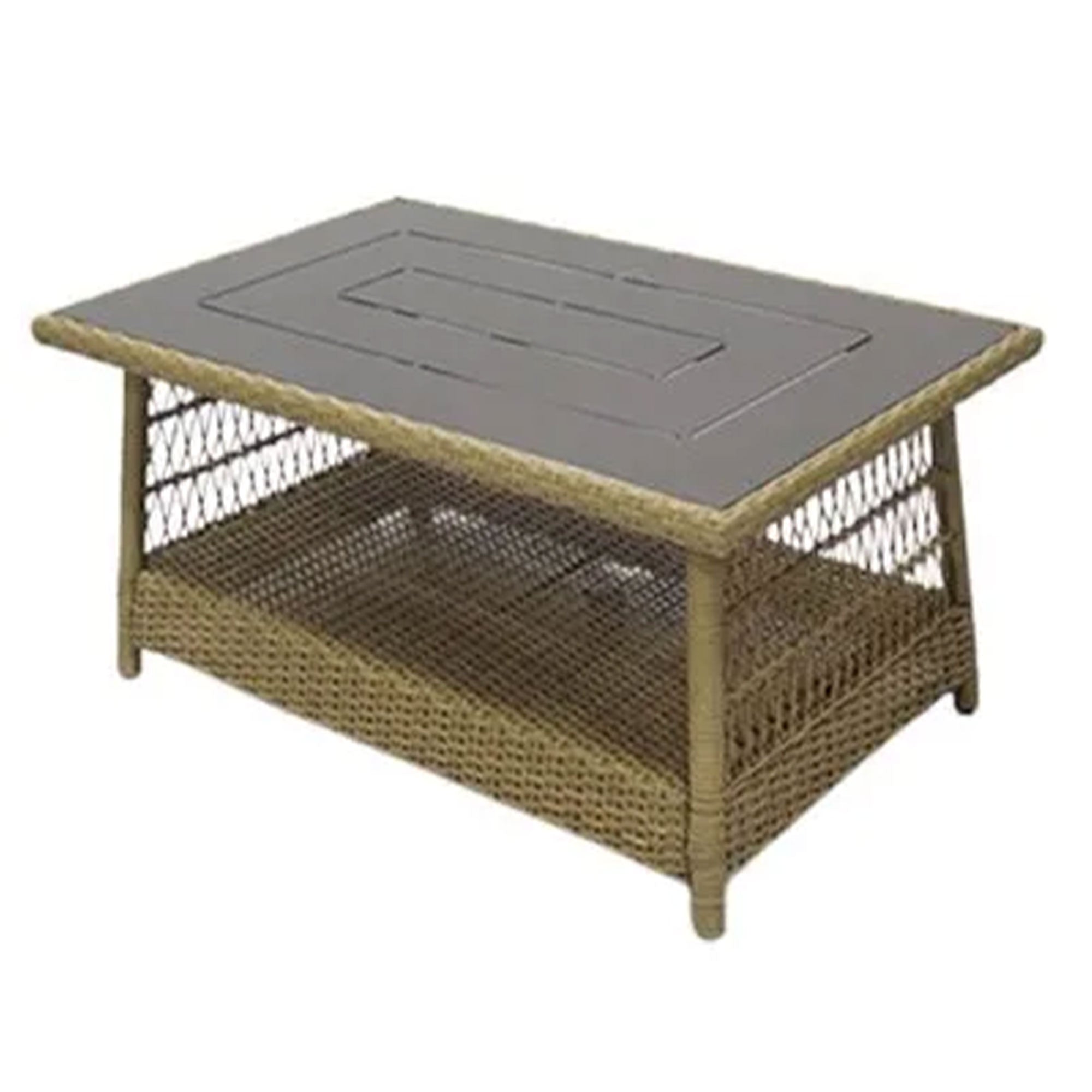 Four Seasons Courtyard Positano 40" x 26" Outdoor Wicker Coffee Table, Brown - Smart-nests
