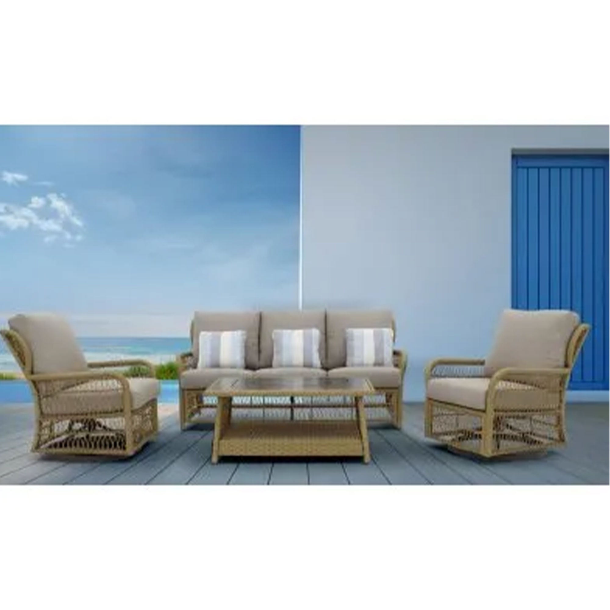 Four Seasons Courtyard Positano 40" x 26" Outdoor Wicker Coffee Table, Brown - Smart-nests