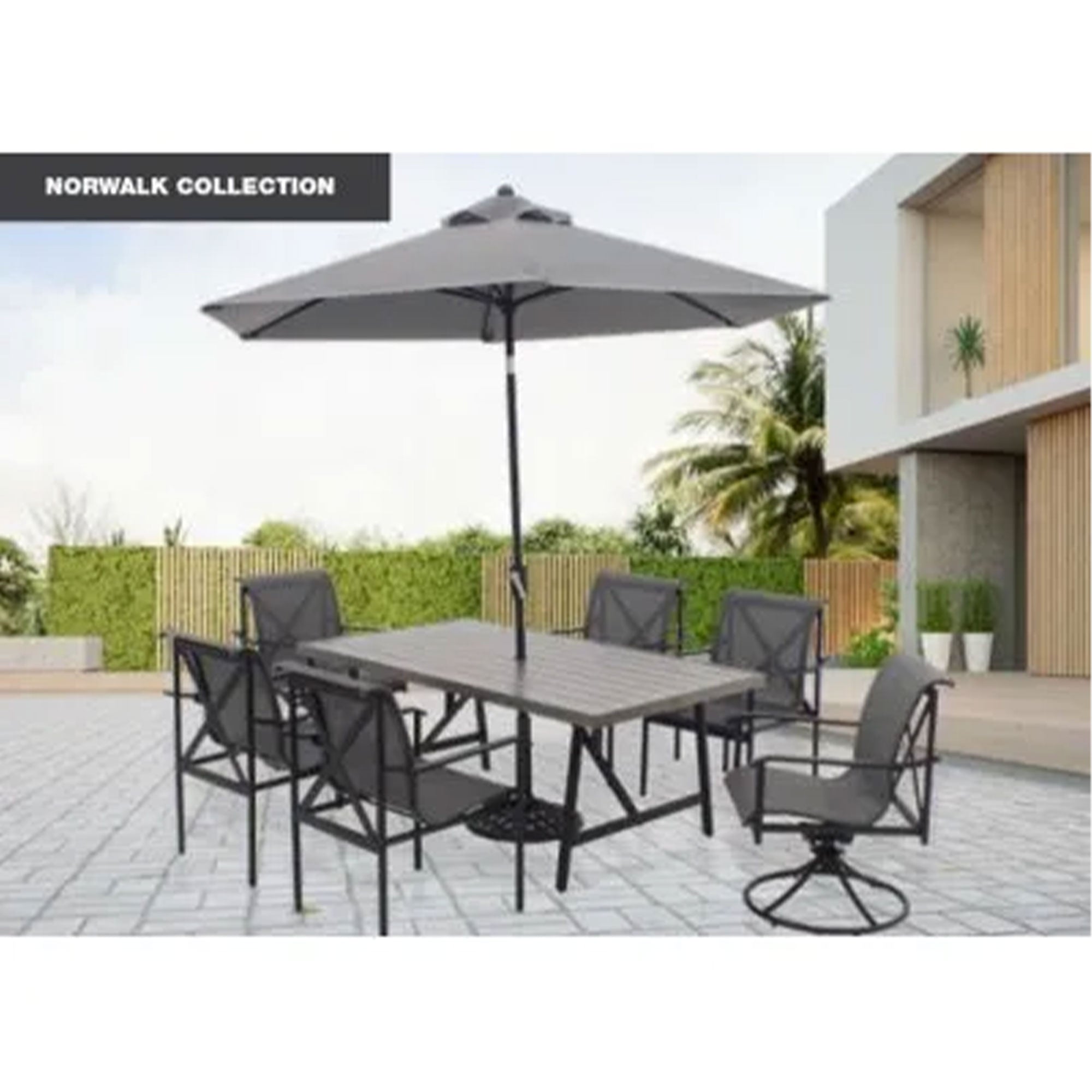 Four Seasons Courtyard Norwalk Slat Top Aluminum All Weather Patio Dining Table - Smart-nests