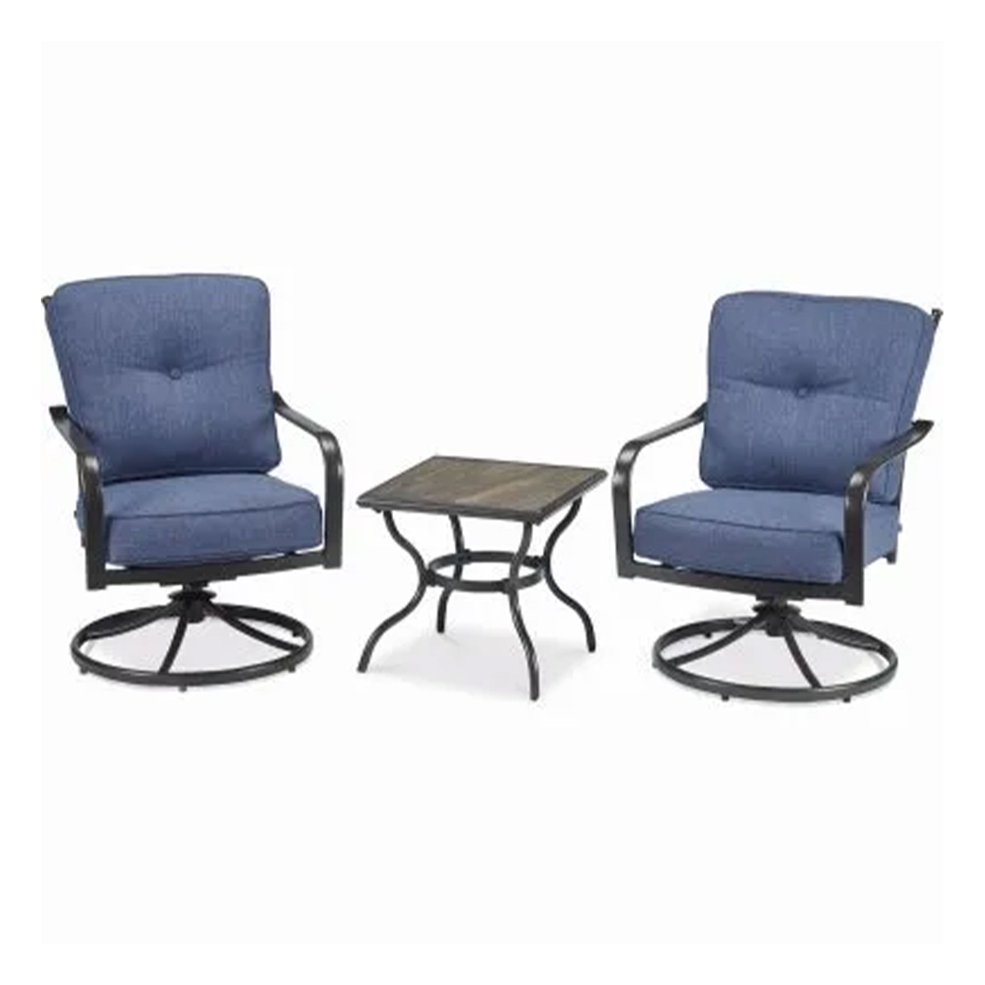 Four Seasons Courtyard Beaumont 3 Piece Deep Seating Patio Chat Set, Denim/Brown - Smart-nests