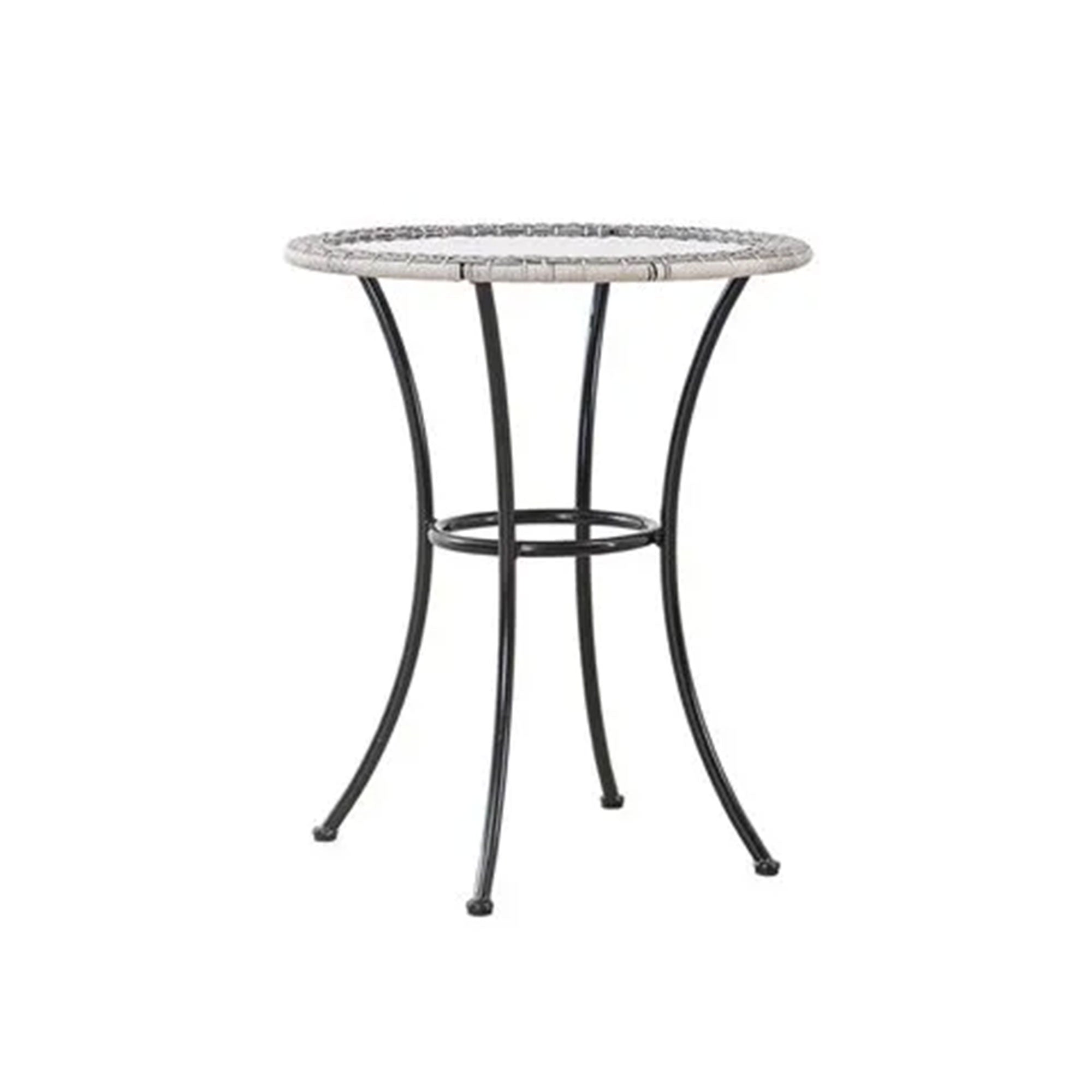 Four Seasons Courtyard 24 Inch Marbella Wicker Modern Bistro Patio Table, Gray - Smart-nests