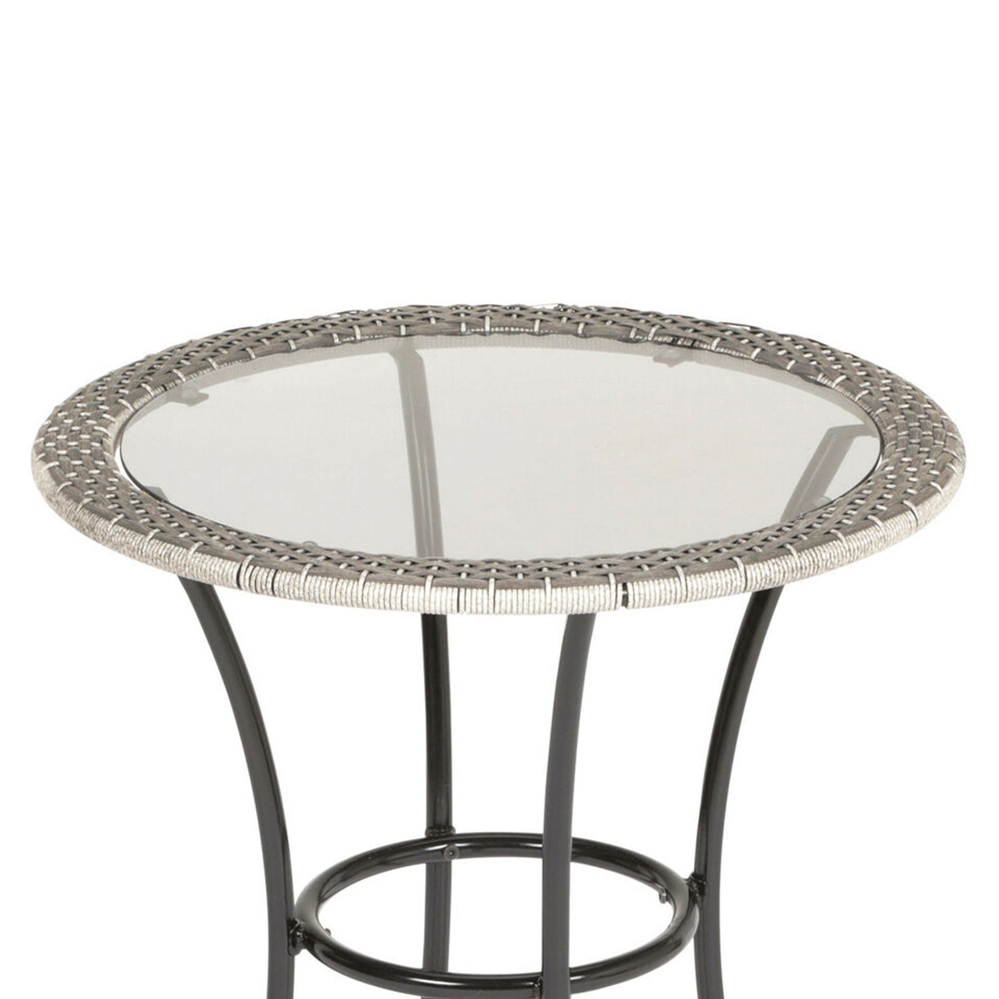 Four Seasons Courtyard 24 Inch Marbella Wicker Modern Bistro Patio Table, Gray - Smart-nests