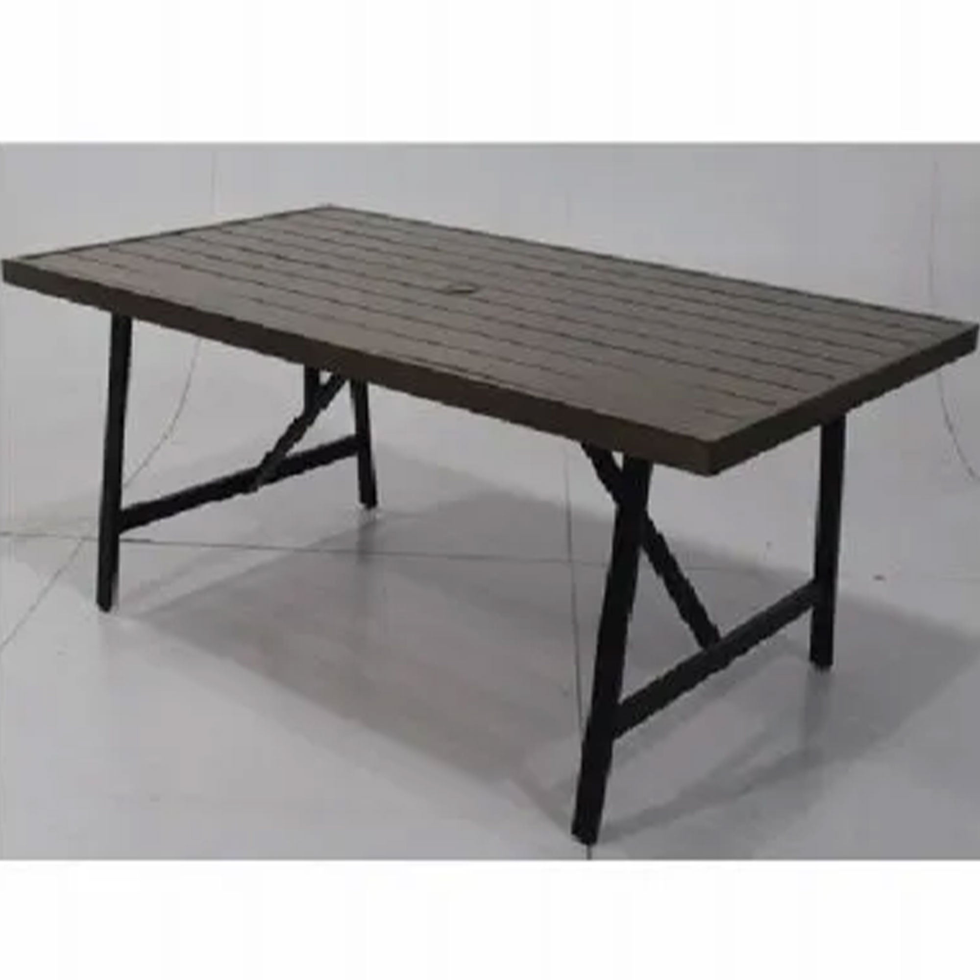 Four Seasons Courtyard 2 Tone Aluminum Eastport Slat Top Patio Dining Table - Smart-nests