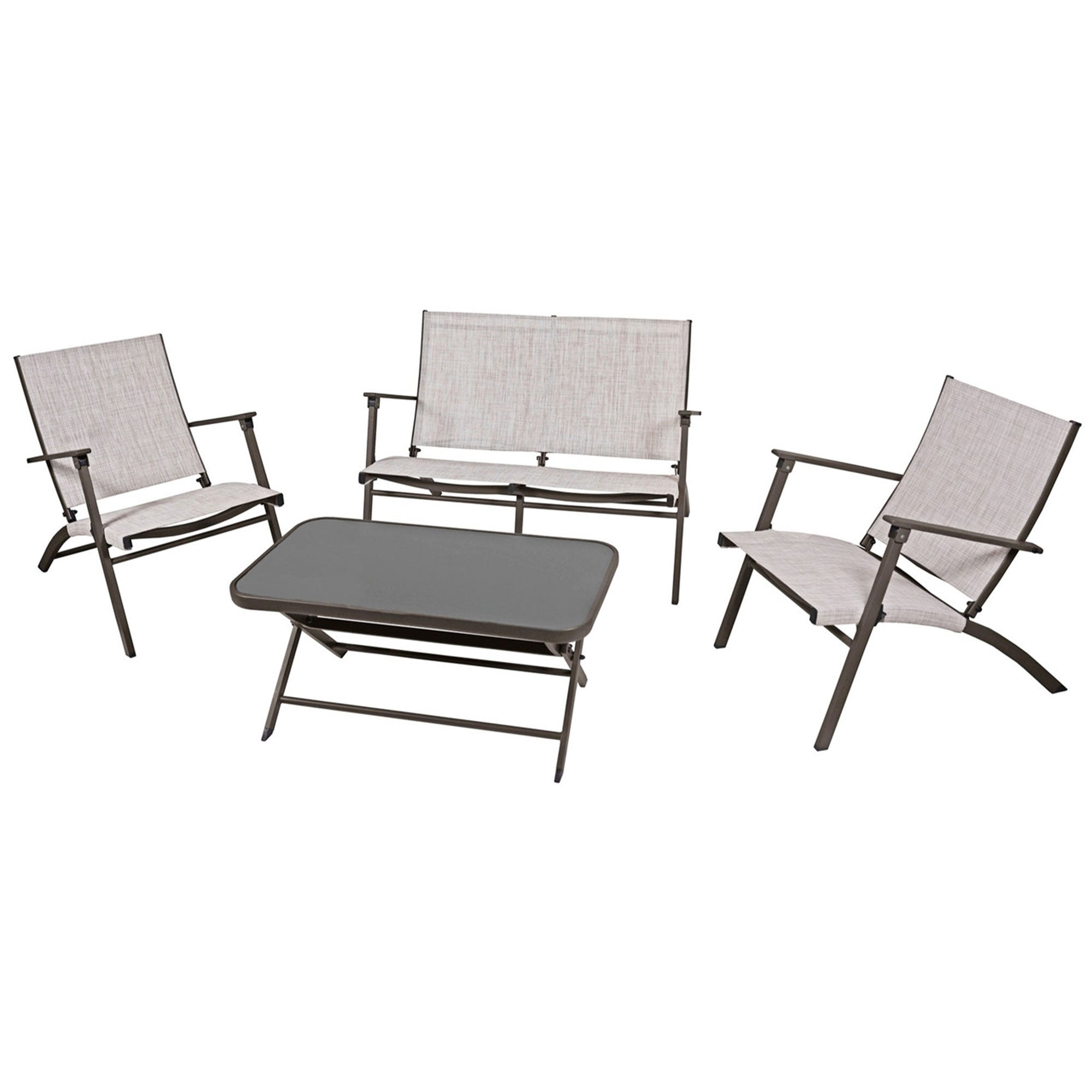 Four Seasons Courtyard Novara 4 Piece Steel Folding Outdoor Conversation Set - Smart-nests