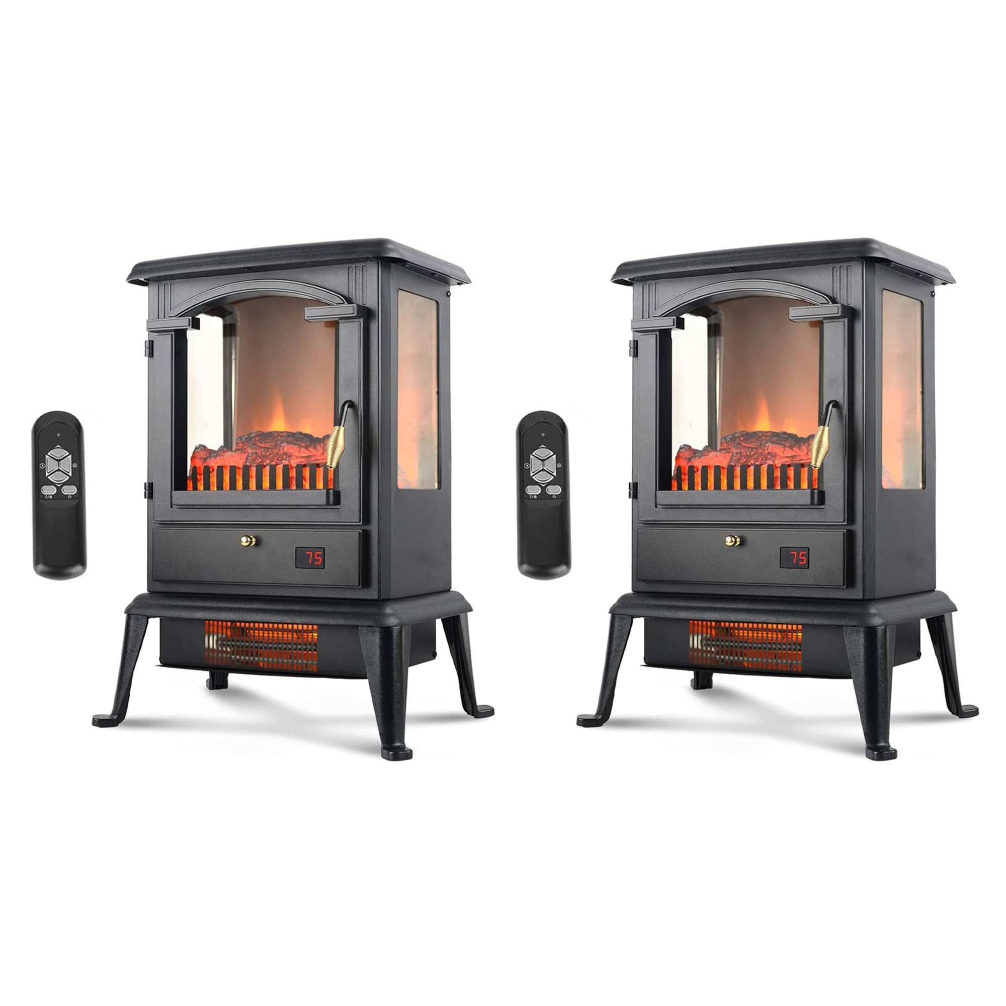 VOLTORB Freestanding Portable Electric Fireplace Heater Stove w/Remote (2 Pack) - Smart-nests
