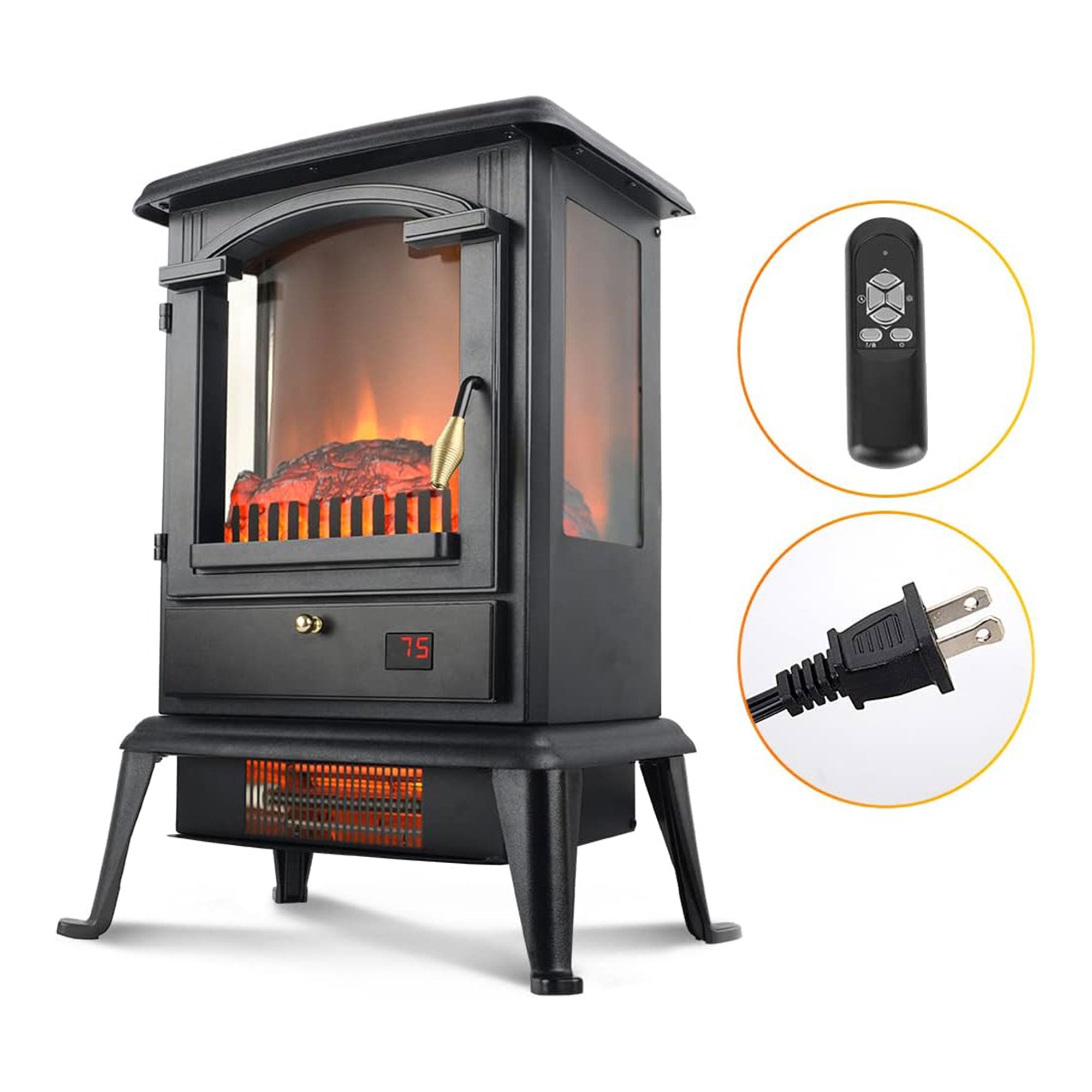 VOLTORB Freestanding Portable Electric Fireplace Heater Stove w/Remote (2 Pack) - Smart-nests