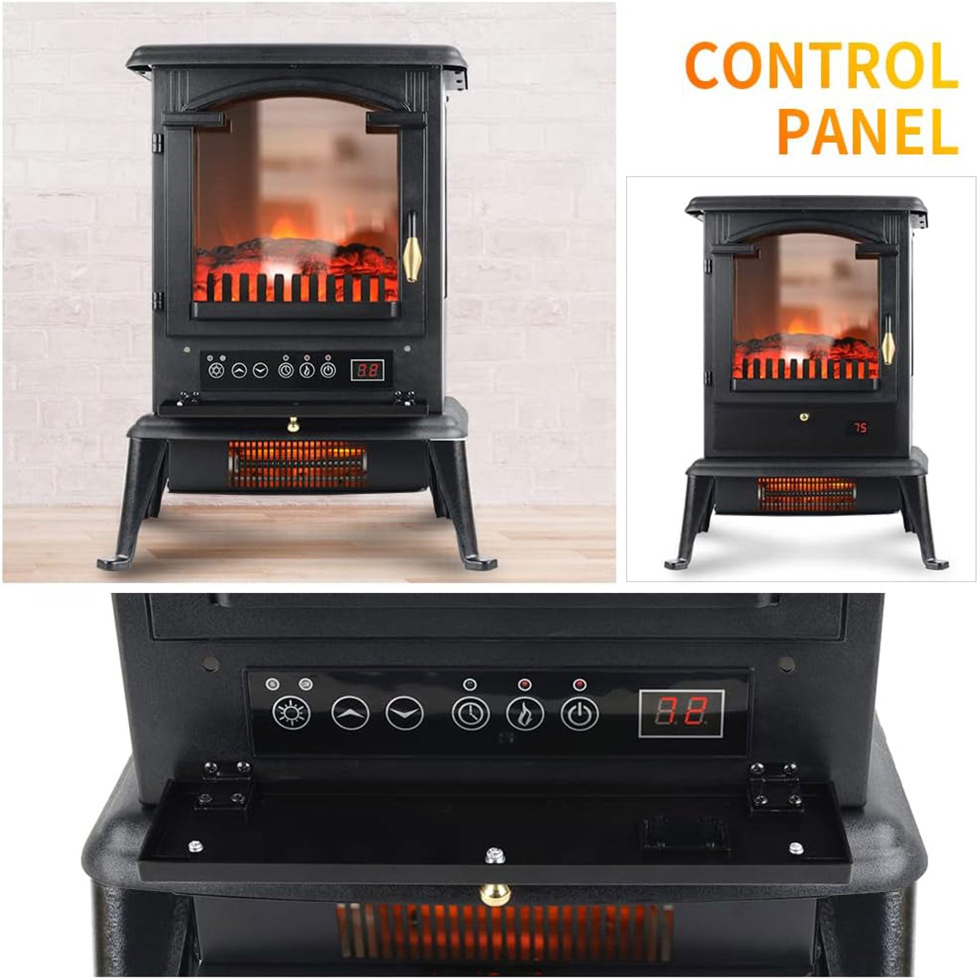 VOLTORB Freestanding Portable Electric Fireplace Heater Stove w/Remote (2 Pack) - Smart-nests