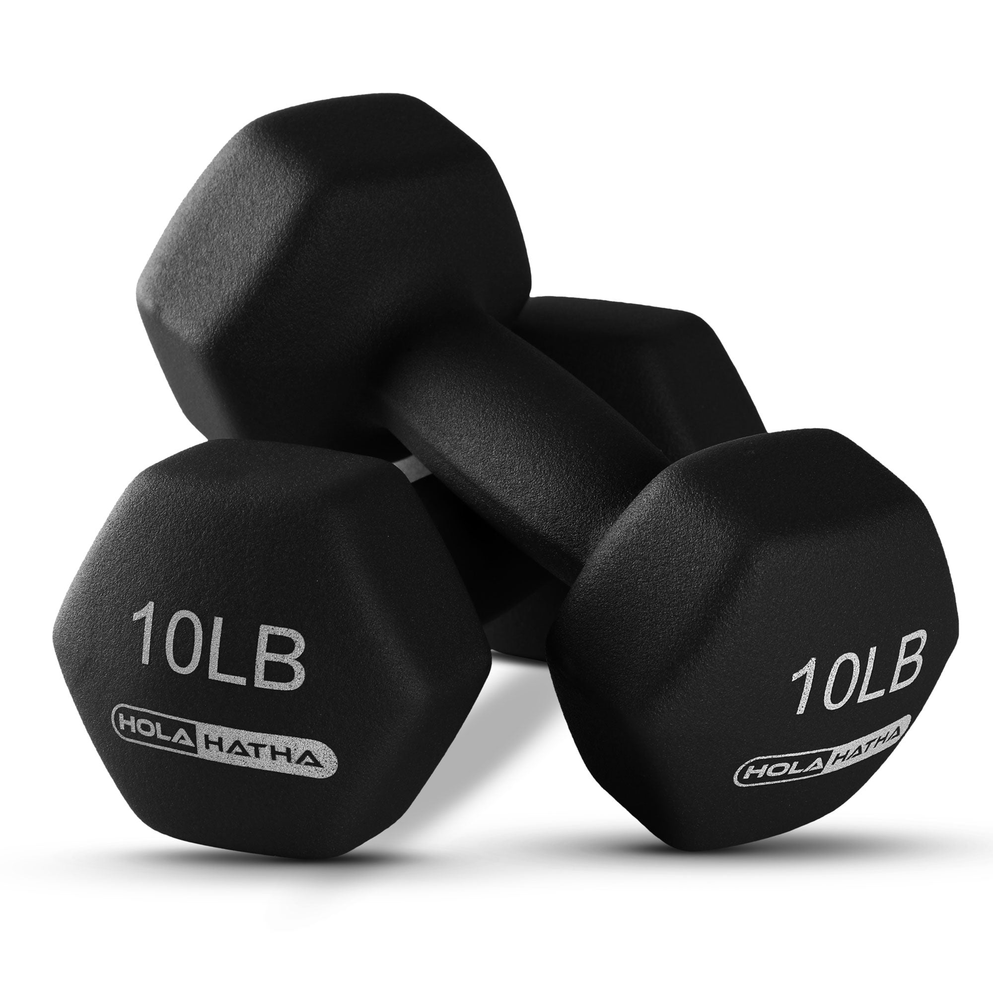 HolaHatha 3, 5, 8, 10, 12 & 15 Pound Neoprene Dumbbell Weight Set w/Storage Rack - Smart-nests